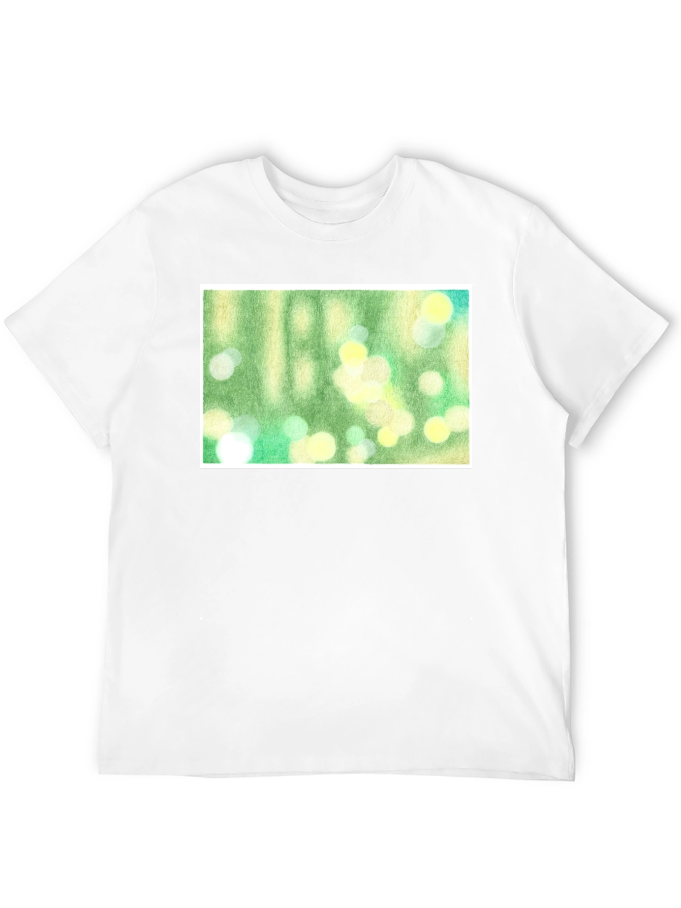 Green Bokeh Art Black T-Shirt