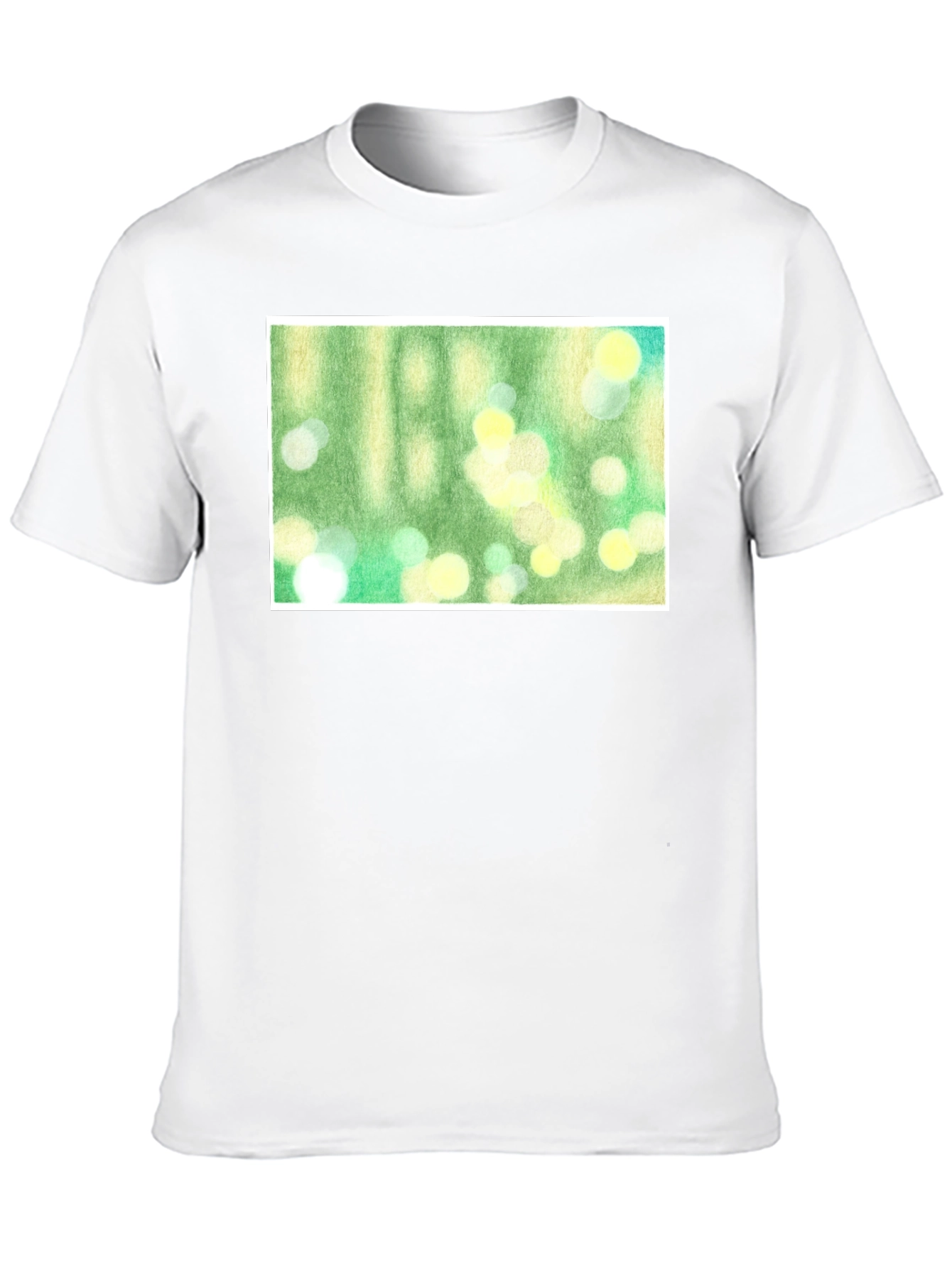 Green Bokeh Art Black T-Shirt