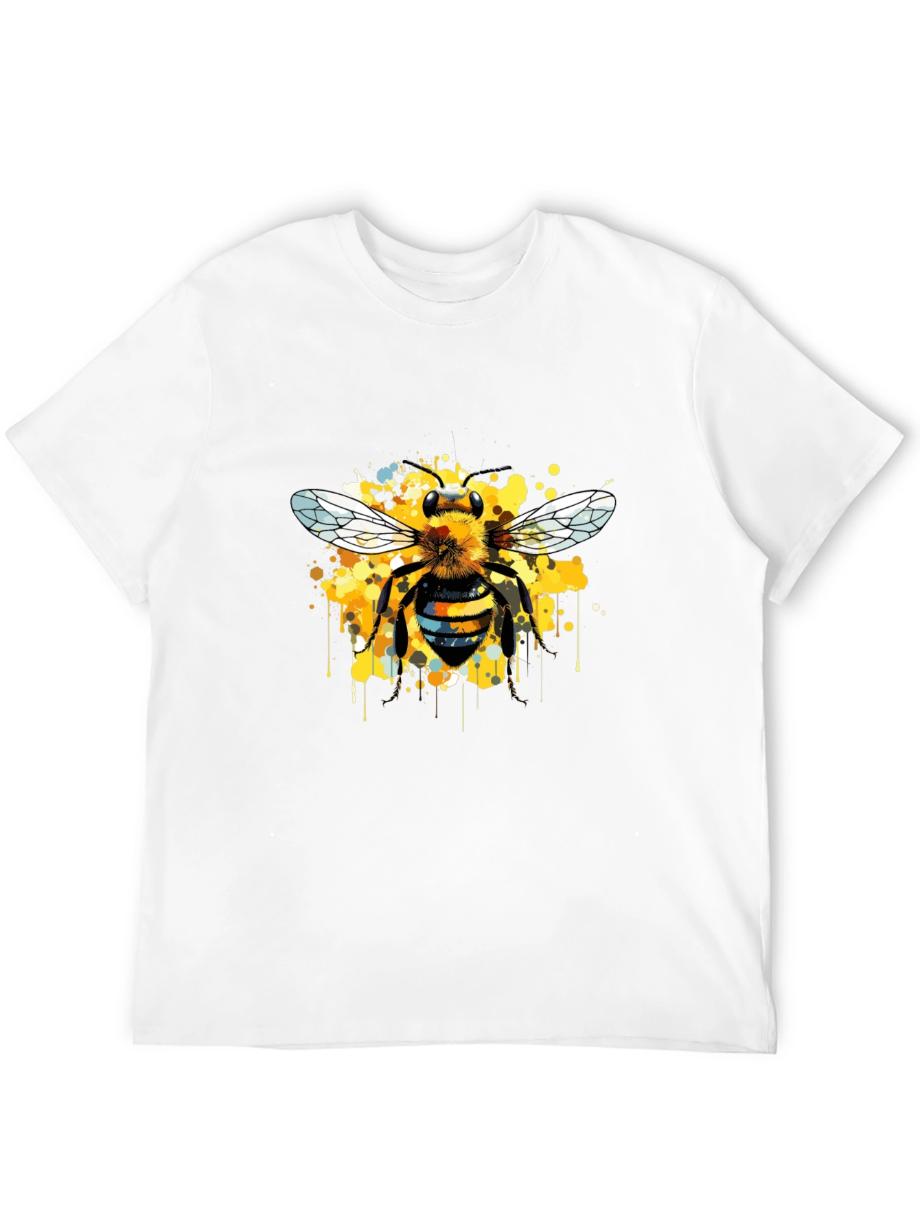 Bee Art Print Mens Graphic T-Shirt - Black