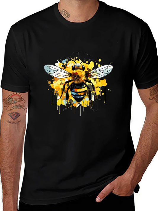 Bee Art Print Mens Graphic T-Shirt - Black