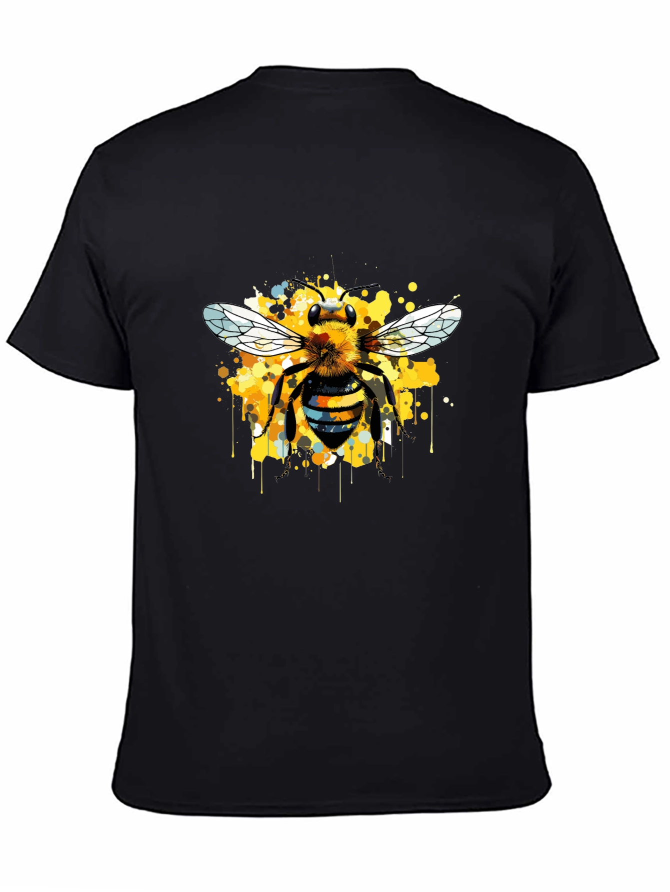 Bee Art Print Mens Graphic T-Shirt - Black