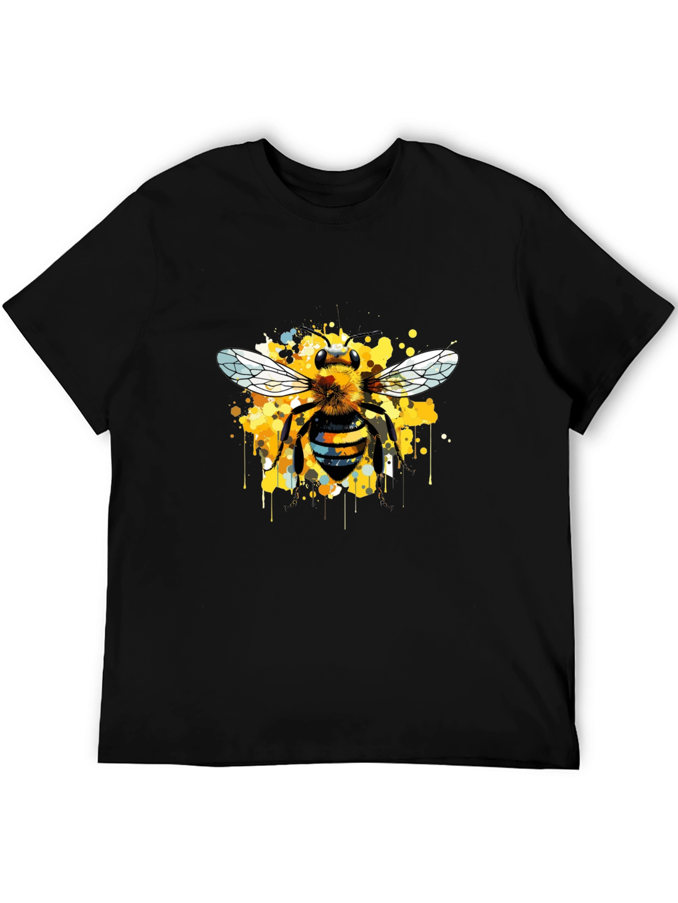 Bee Art Print Mens Graphic T-Shirt - Black
