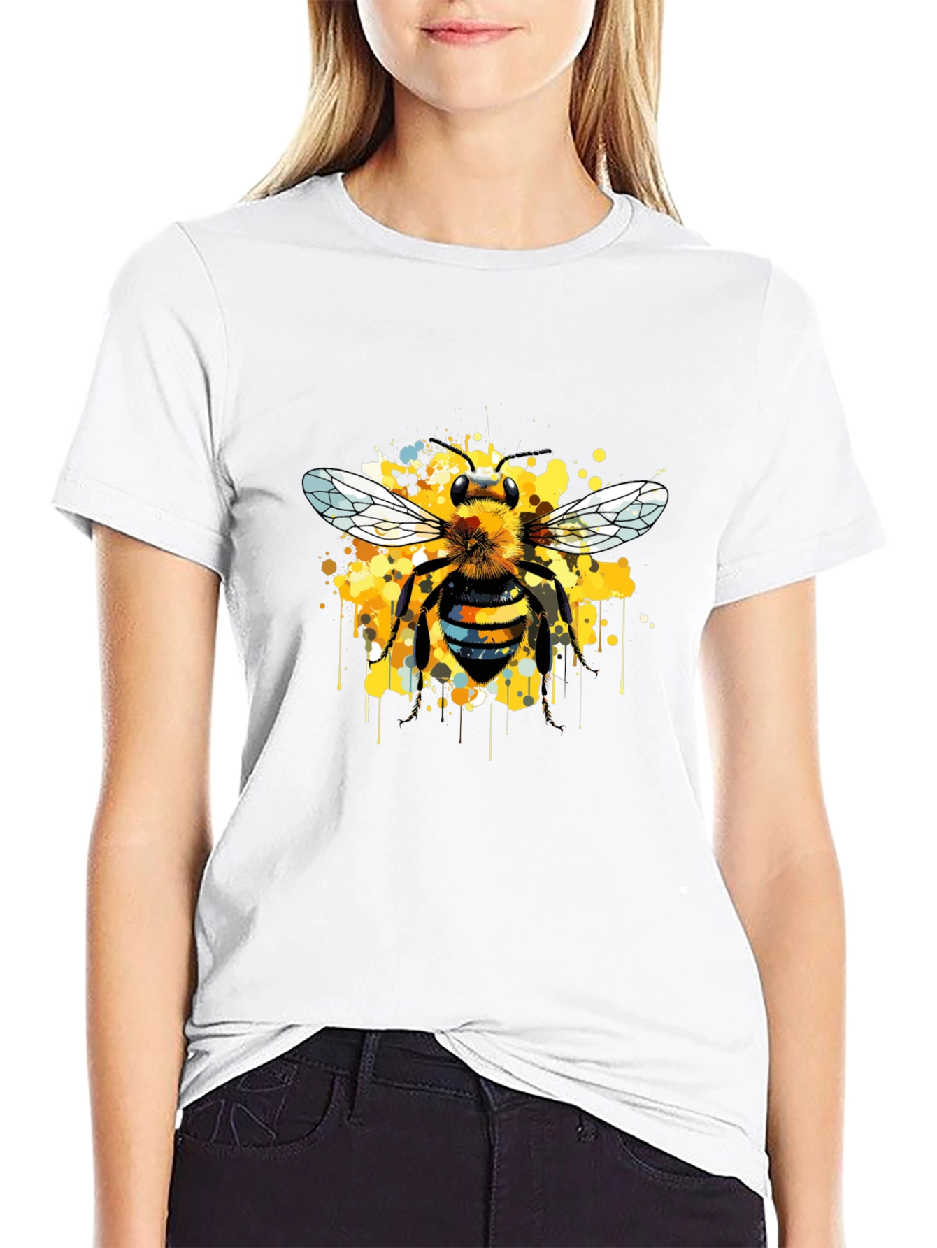 Bee Art Print Mens Graphic T-Shirt - Black