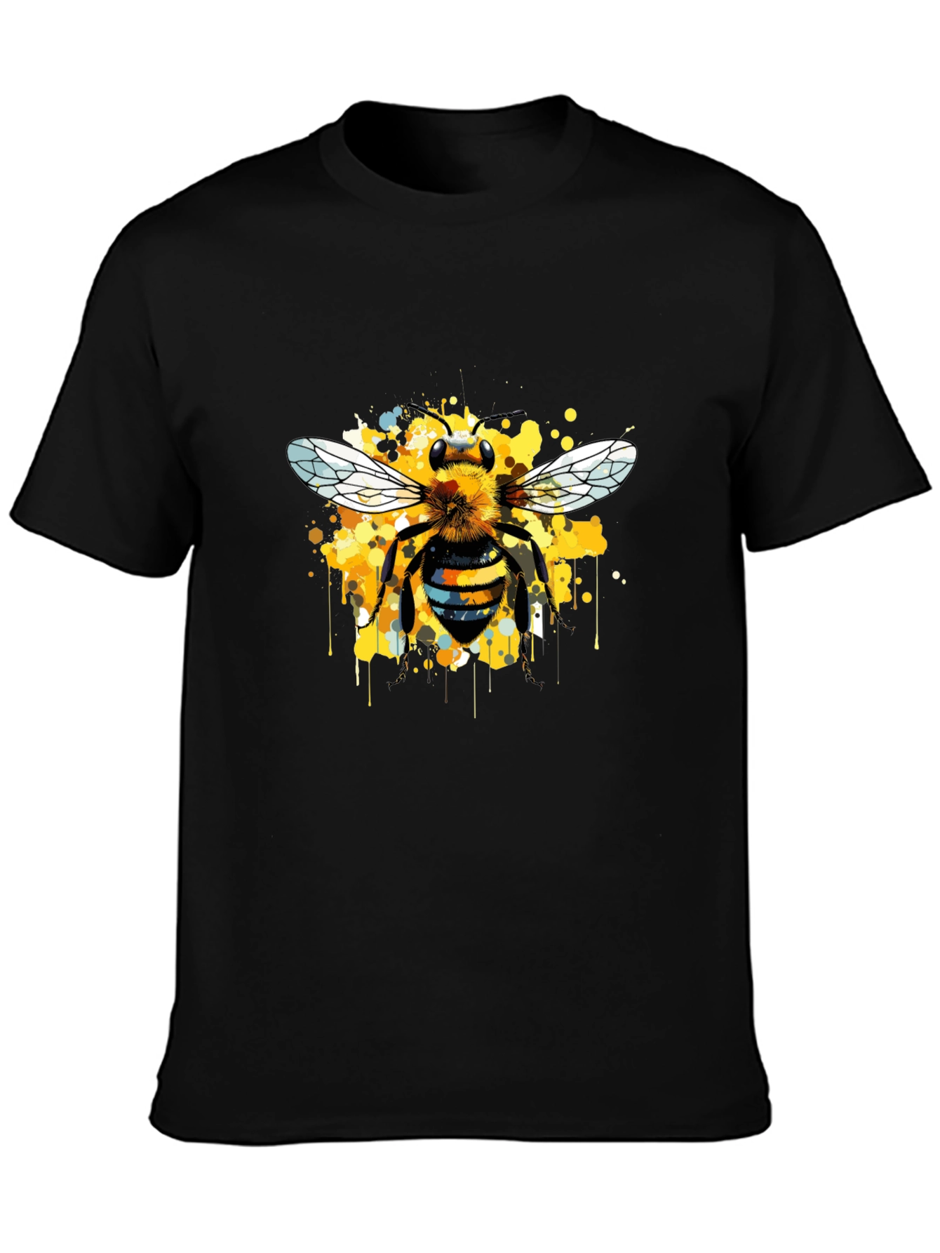 Bee Art Print Mens Graphic T-Shirt - Black