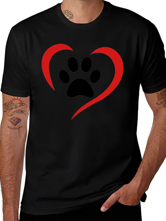 Paw Print Heart Tee - Black Casual Shirt