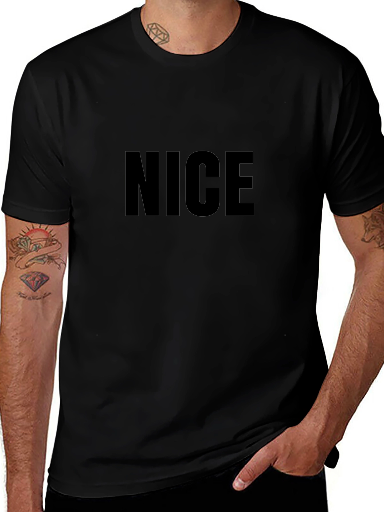 NICE Black Graphic Tee - Casual Comfort
