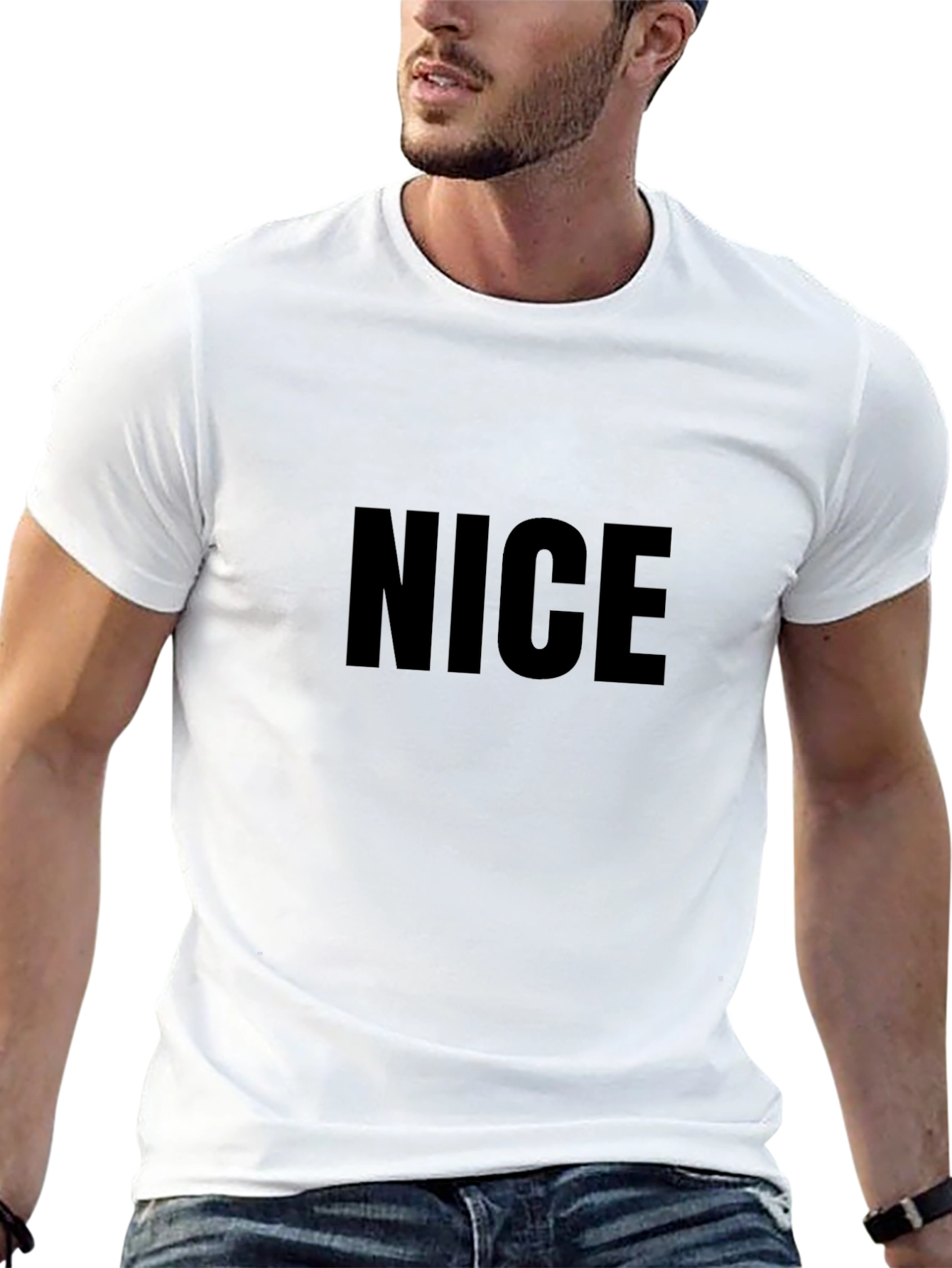 NICE Black Graphic Tee - Casual Comfort
