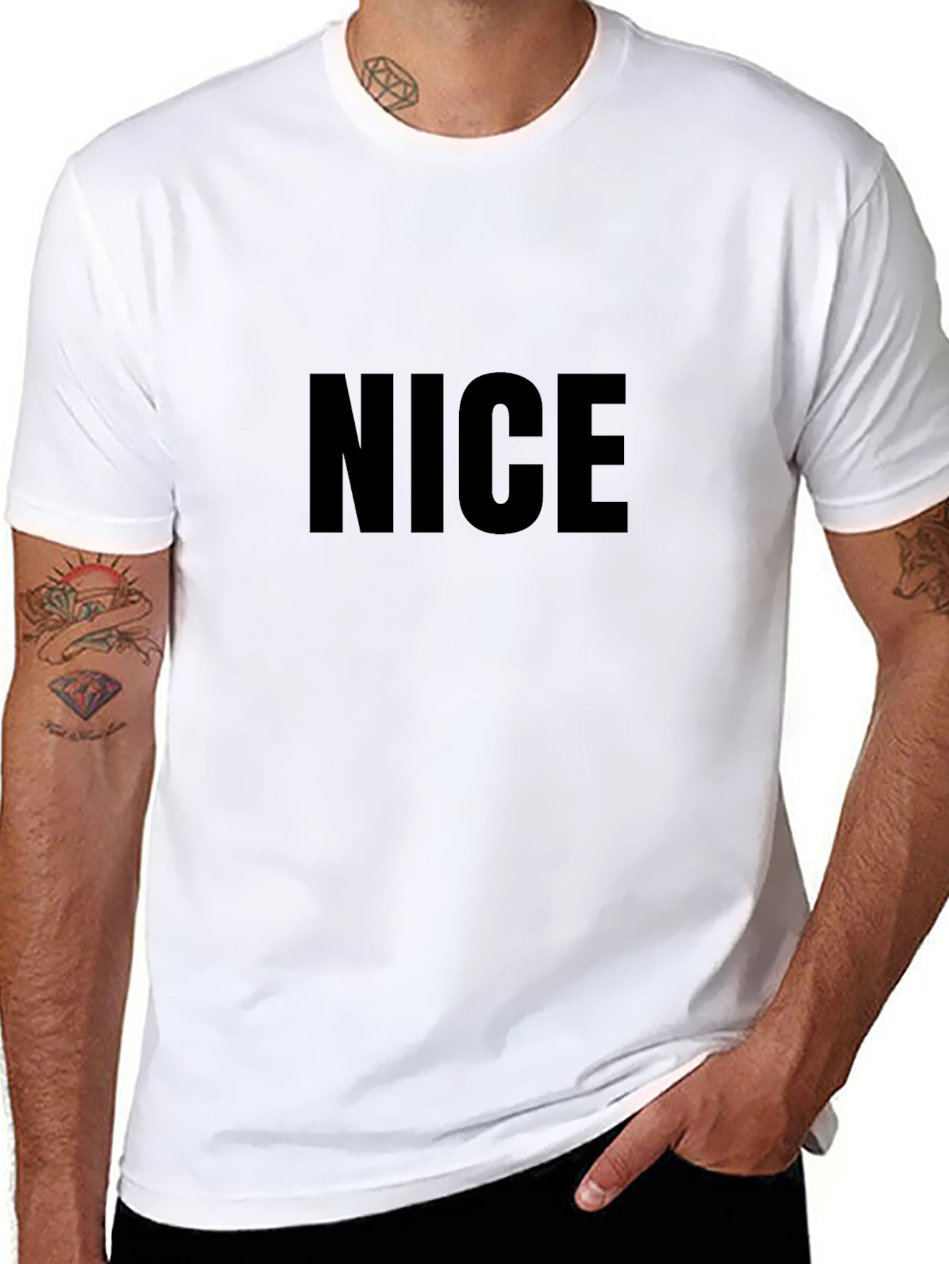 NICE Black Graphic Tee - Casual Comfort