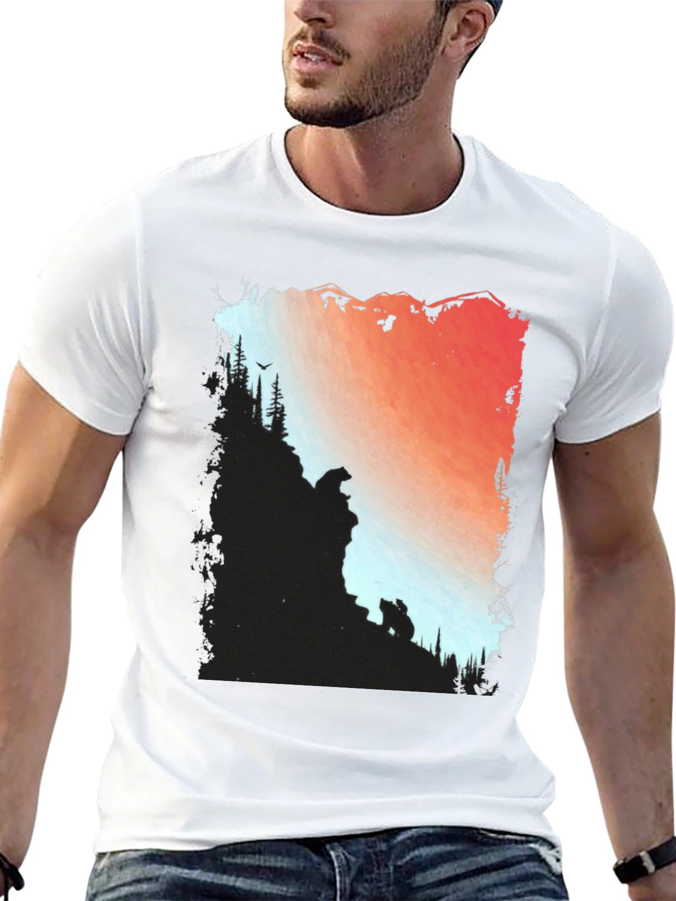 Mountain Bear Graphic Tee - Nature Inspired Design