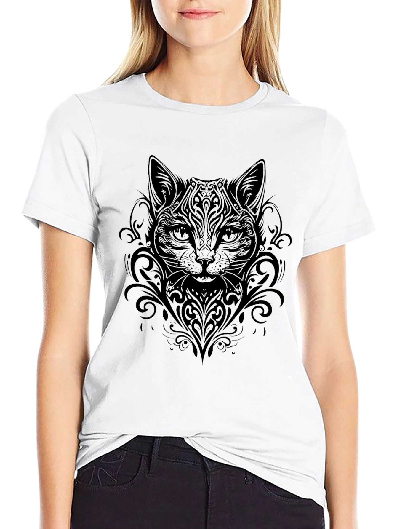 Black Cat Ornamental T-Shirt