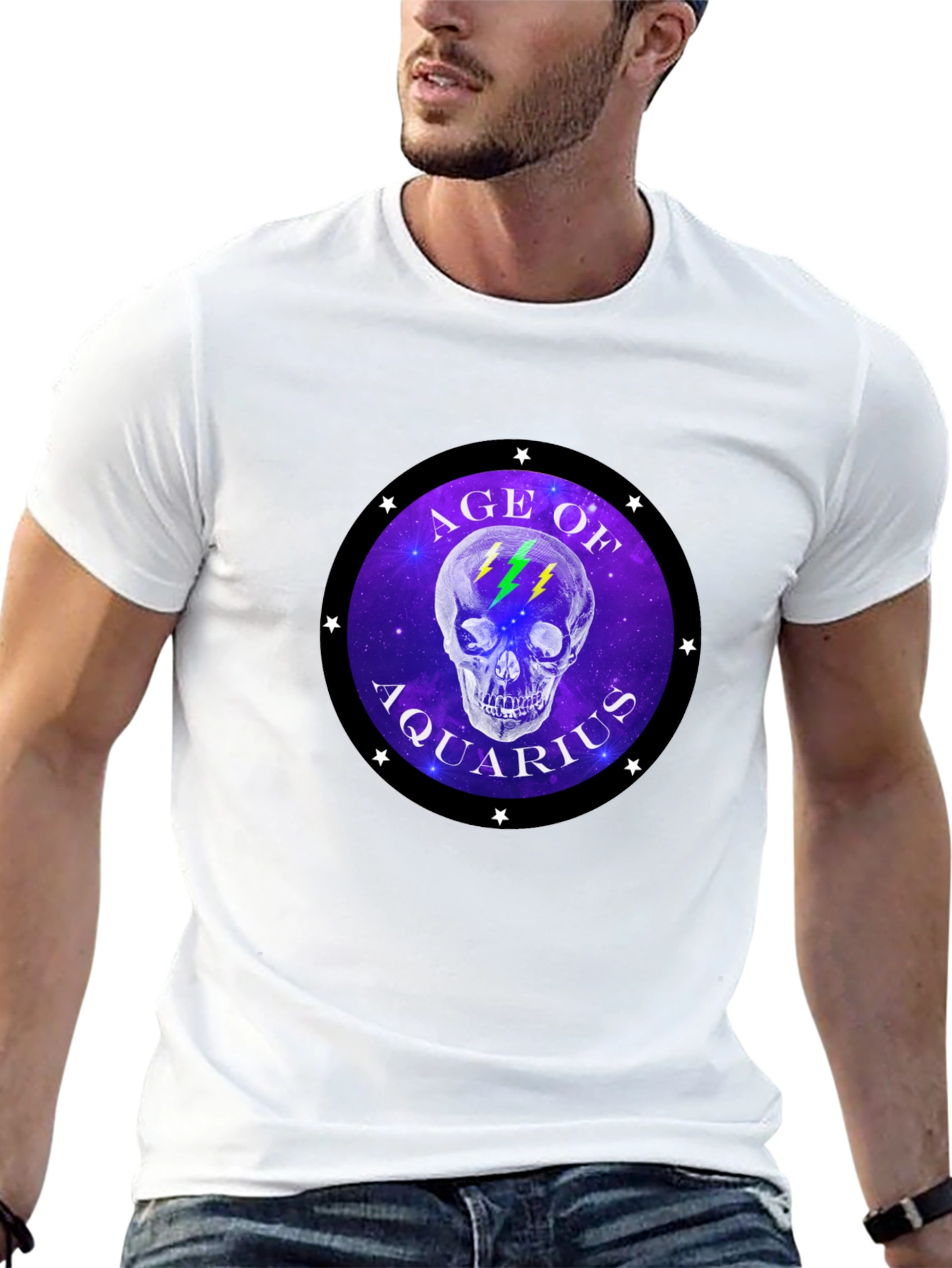 Age of Aquarius Skull Graphic T-Shirt