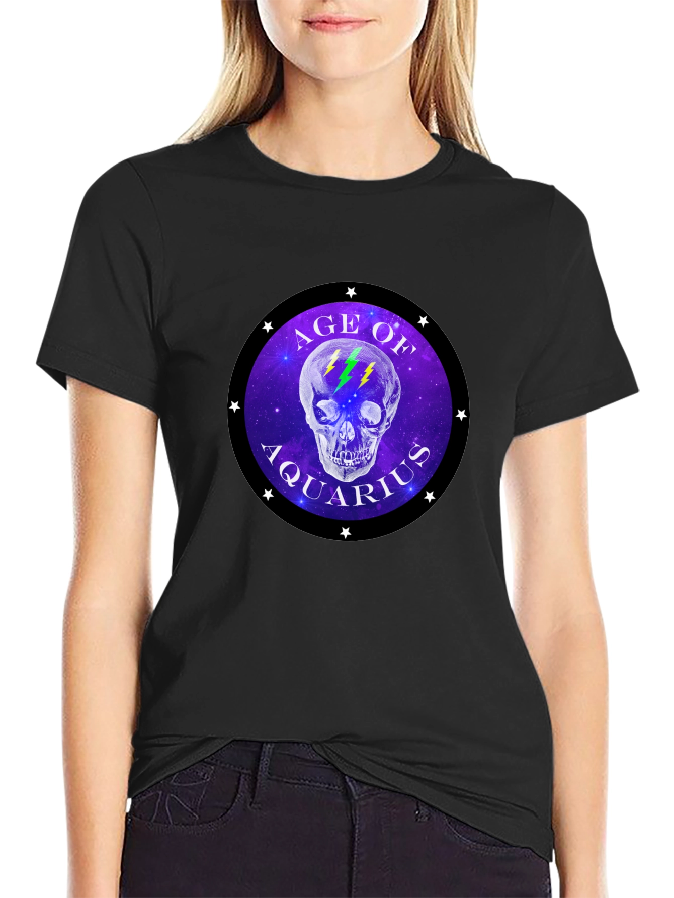 Age of Aquarius Skull Graphic T-Shirt