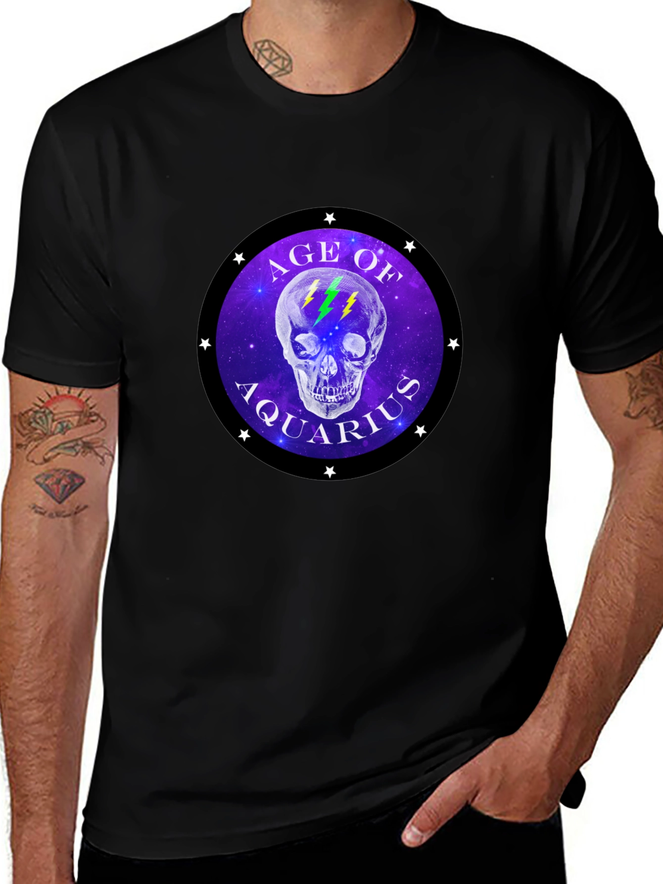 Age of Aquarius Skull Graphic T-Shirt