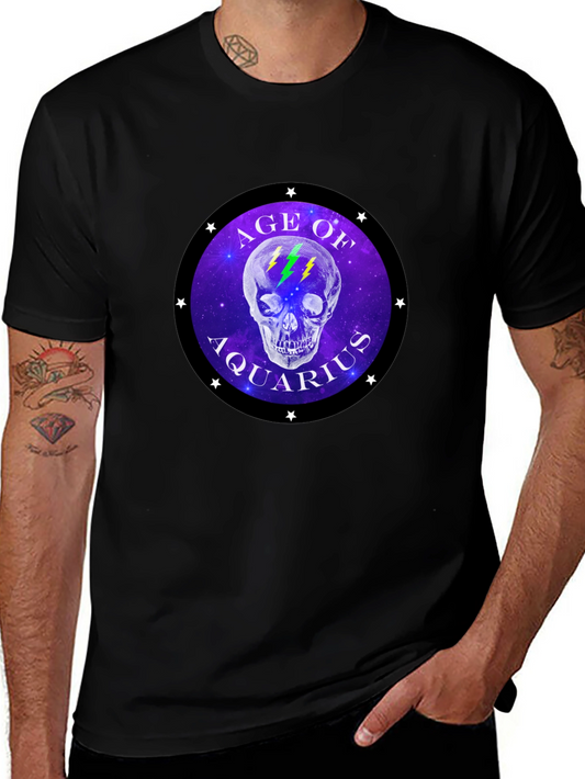 Age of Aquarius Skull Graphic T-Shirt