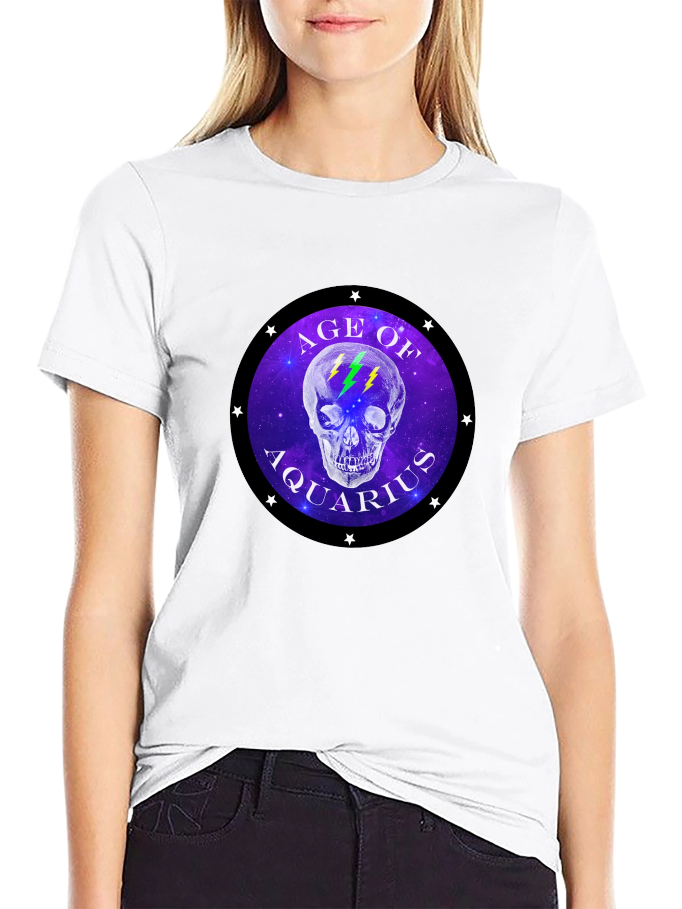 Age of Aquarius Skull Graphic T-Shirt