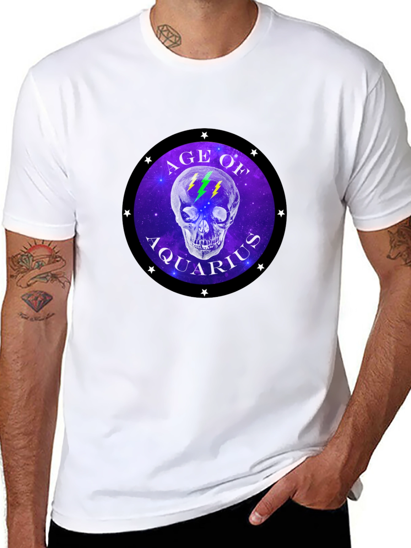 Age of Aquarius Skull Graphic T-Shirt