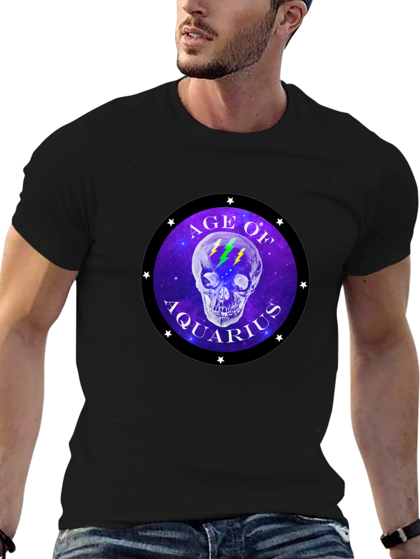 Age of Aquarius Skull Graphic T-Shirt