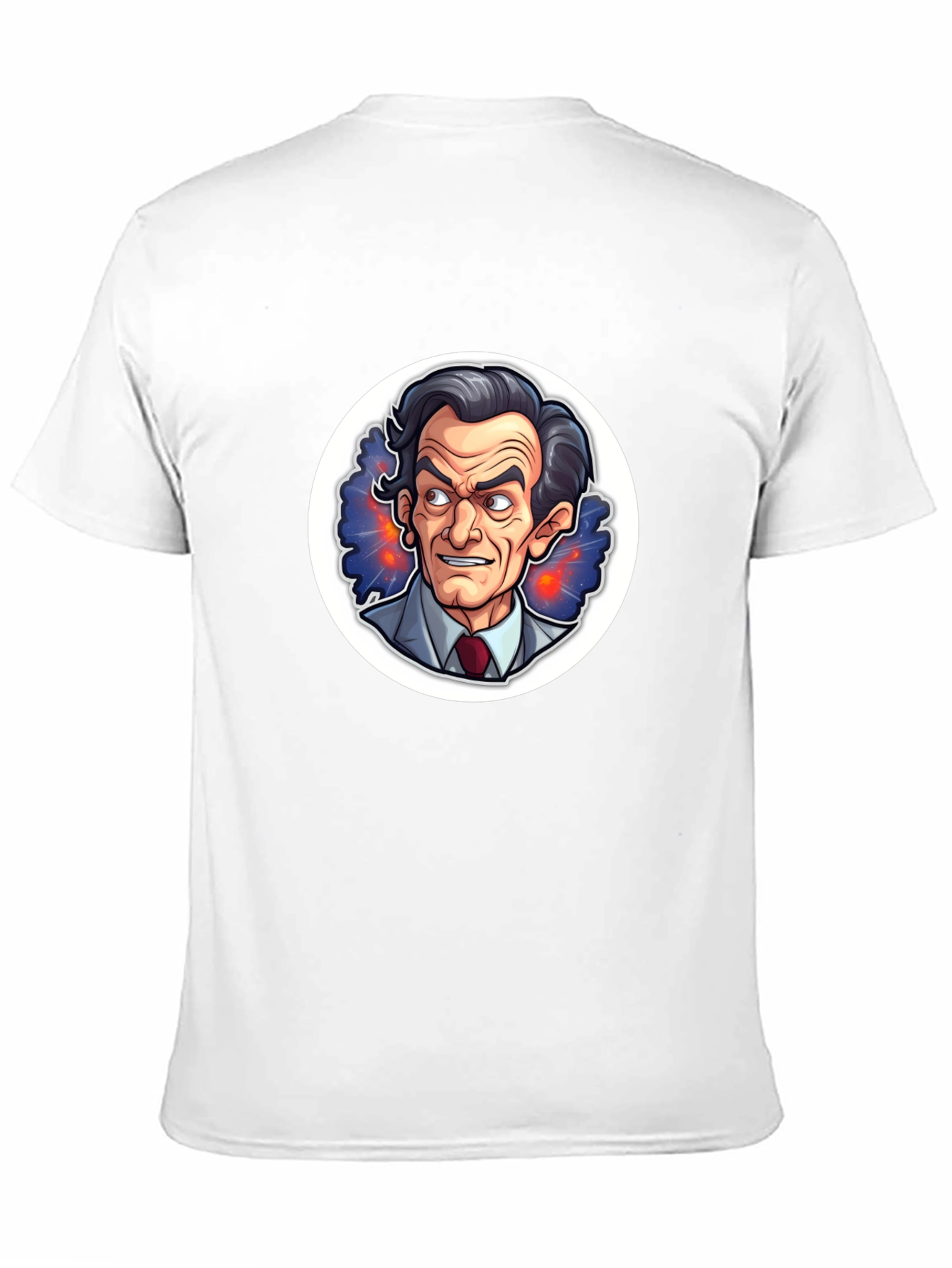 Black T-Shirt with Cartoon Mad Scientist Design