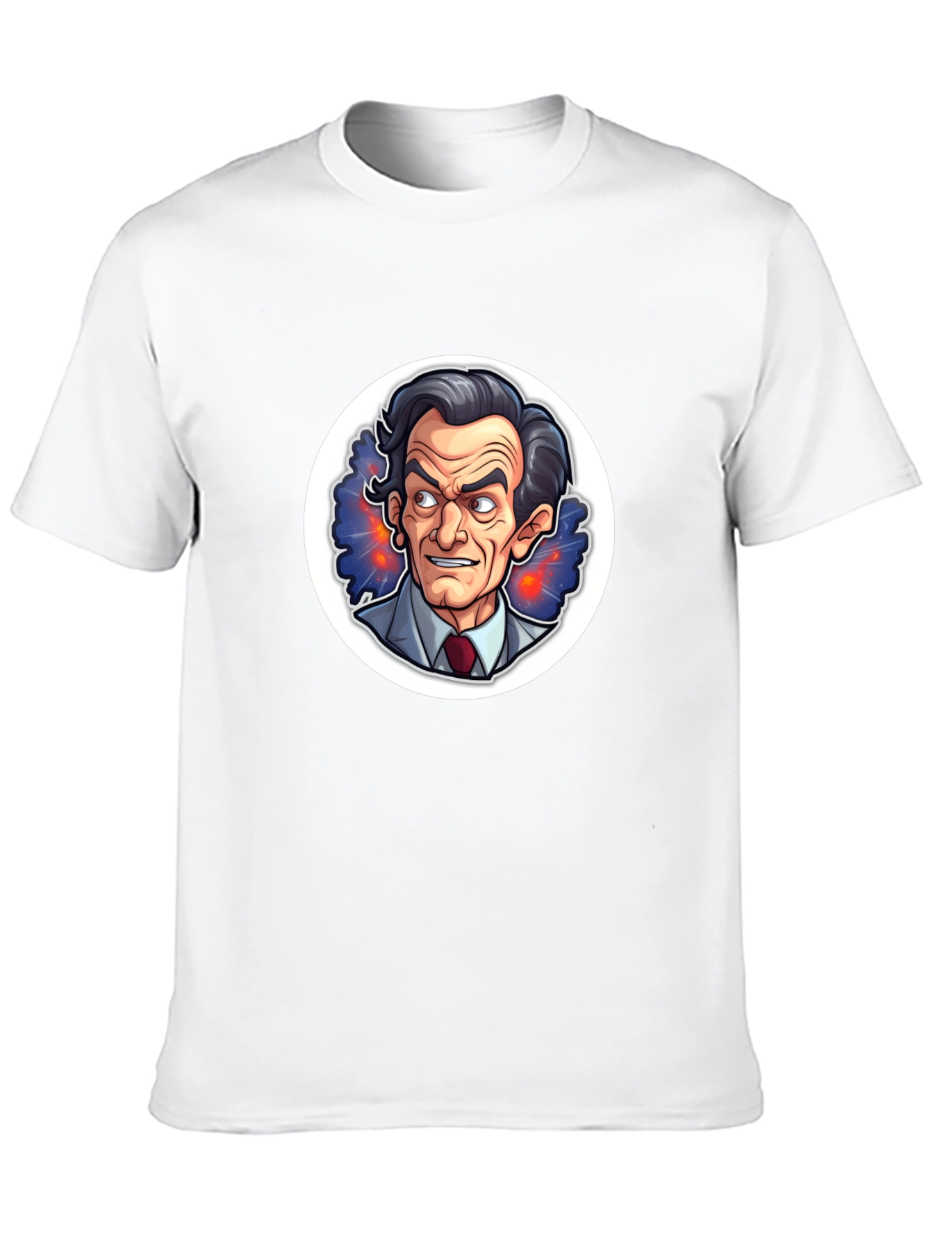 Black T-Shirt with Cartoon Mad Scientist Design