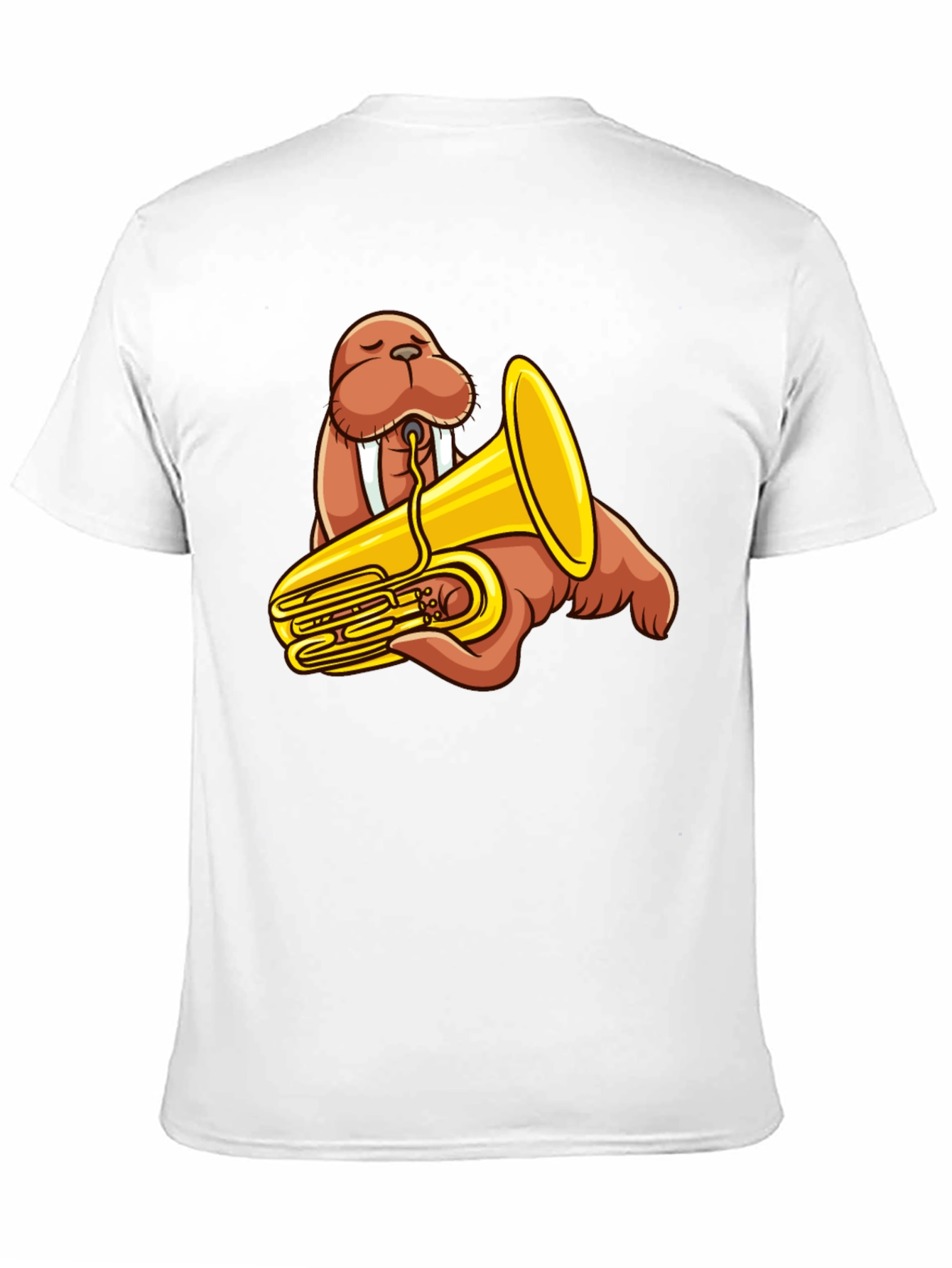 Walrus Tuba Player Graphic Tee - Black Cotton Shirt