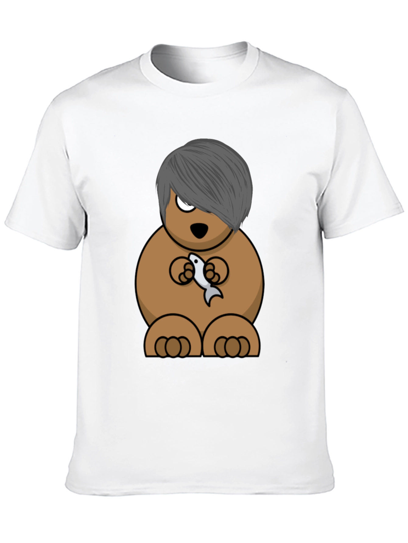 Emo Bear Holding Fish Graphic Tee