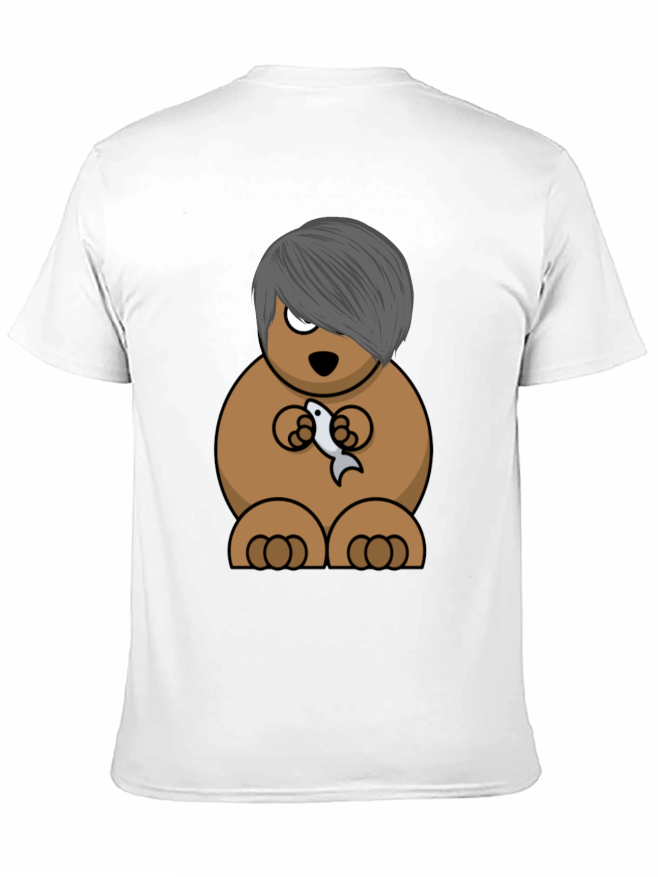 Emo Bear Holding Fish Graphic Tee