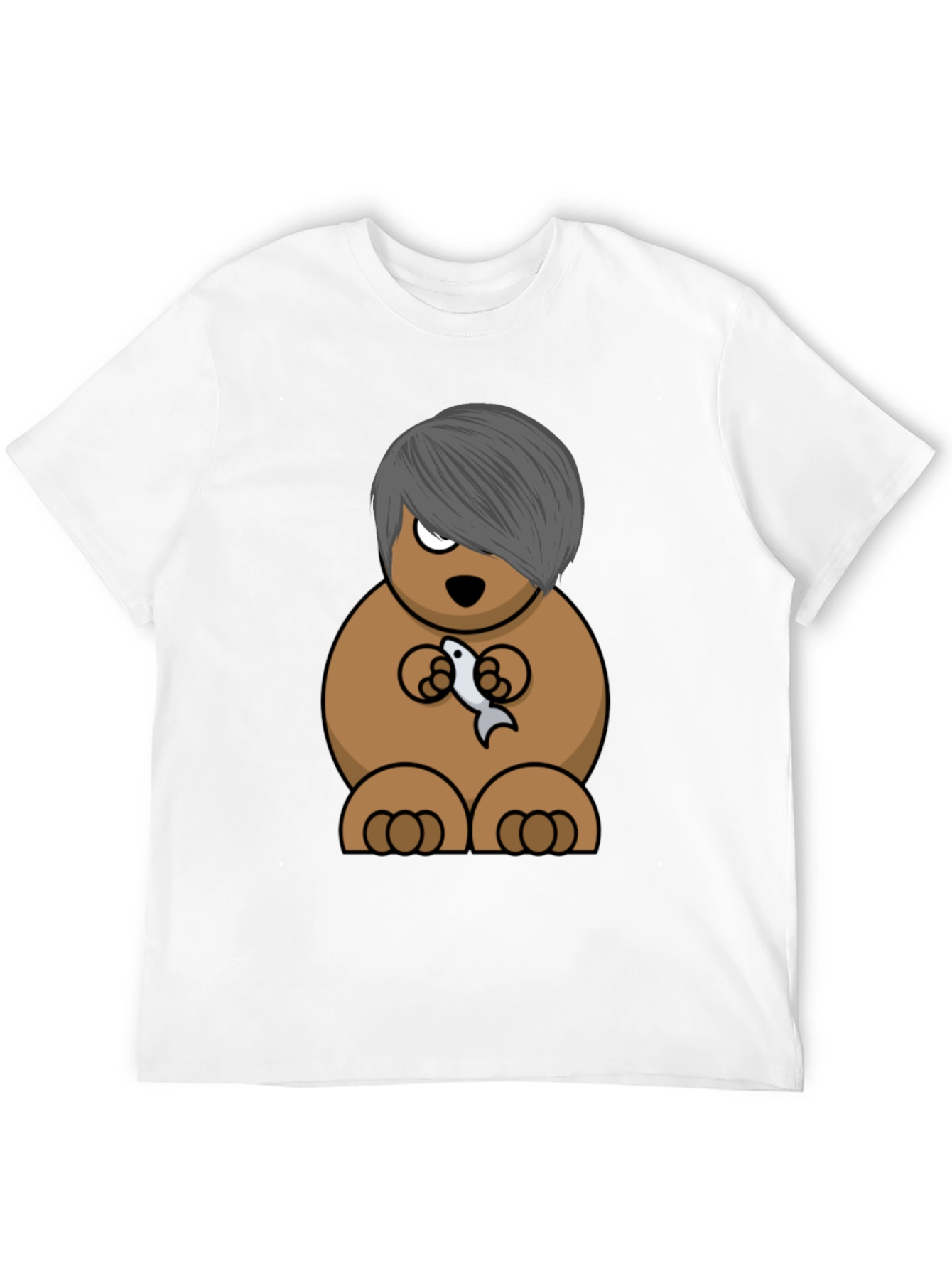 Emo Bear Holding Fish Graphic Tee