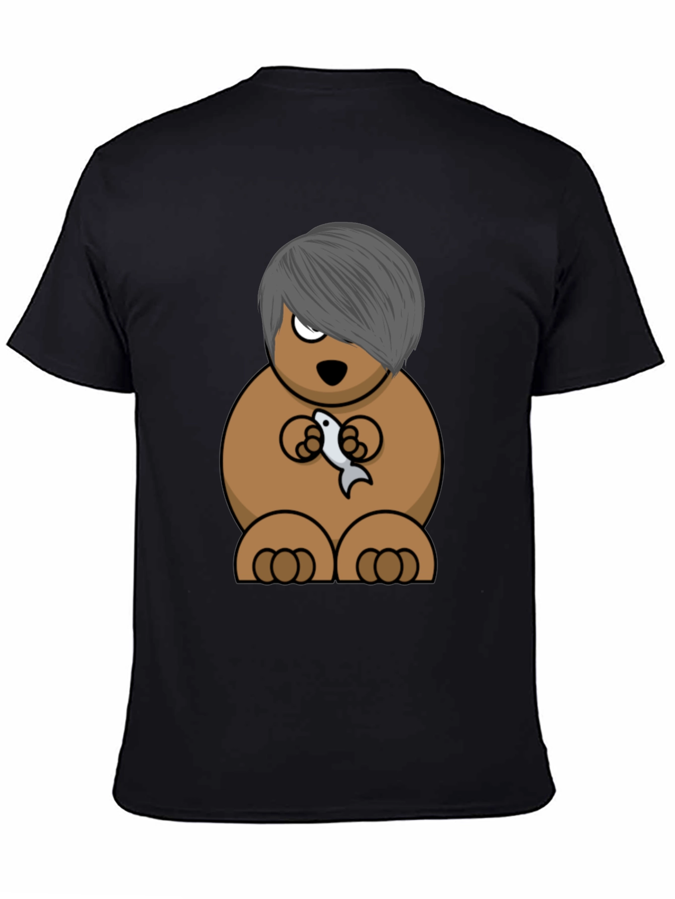 Emo Bear Holding Fish Graphic Tee