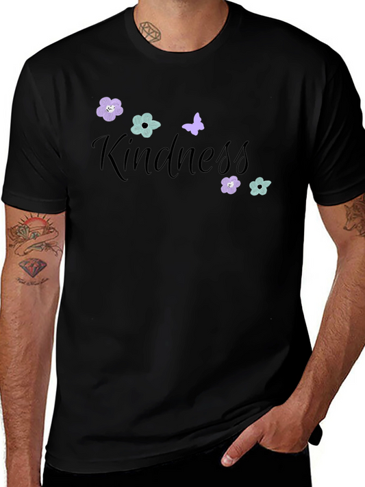 Kindness Flower & Butterfly Black T-Shirt