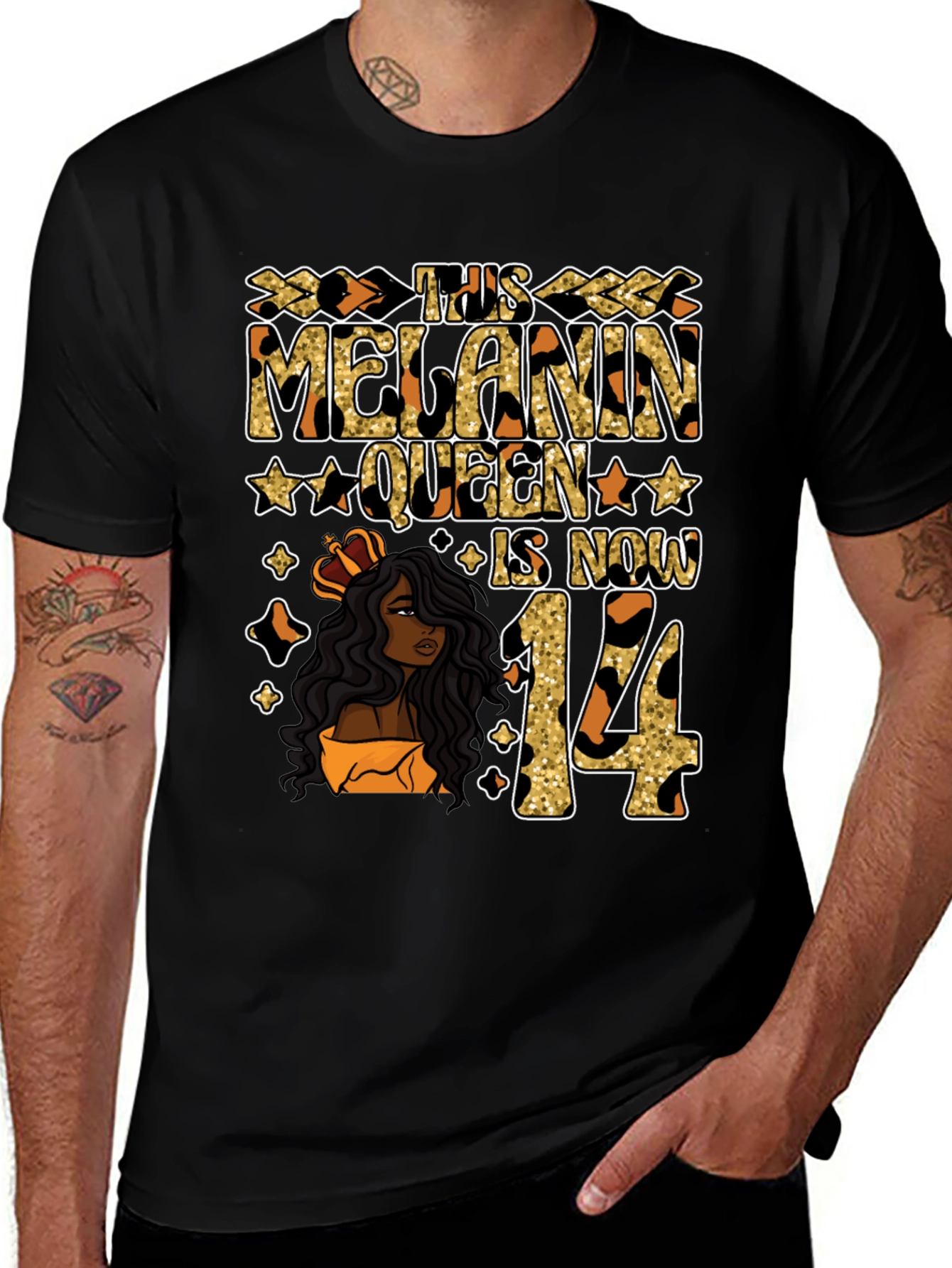Melanin Queen 14th Birthday T-Shirt