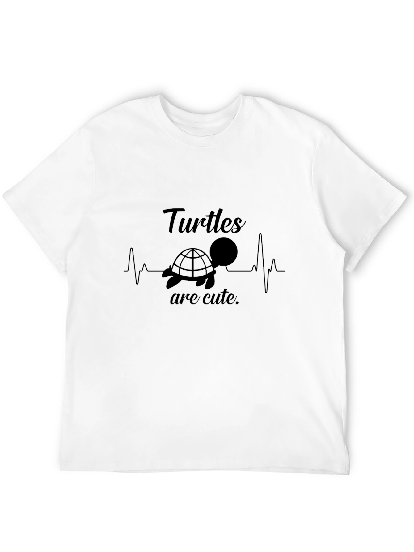 Turtles Are Cute T-Shirt - Heartbeat Design Black
