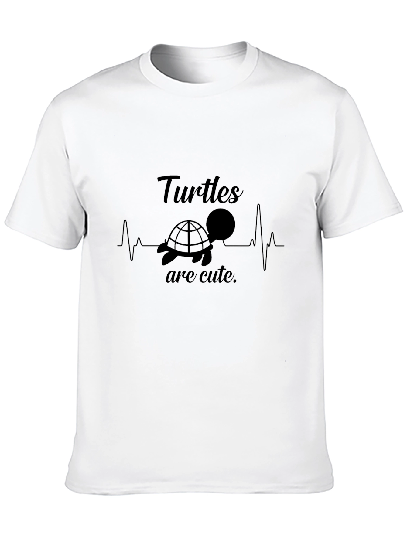 Turtles Are Cute T-Shirt - Heartbeat Design Black