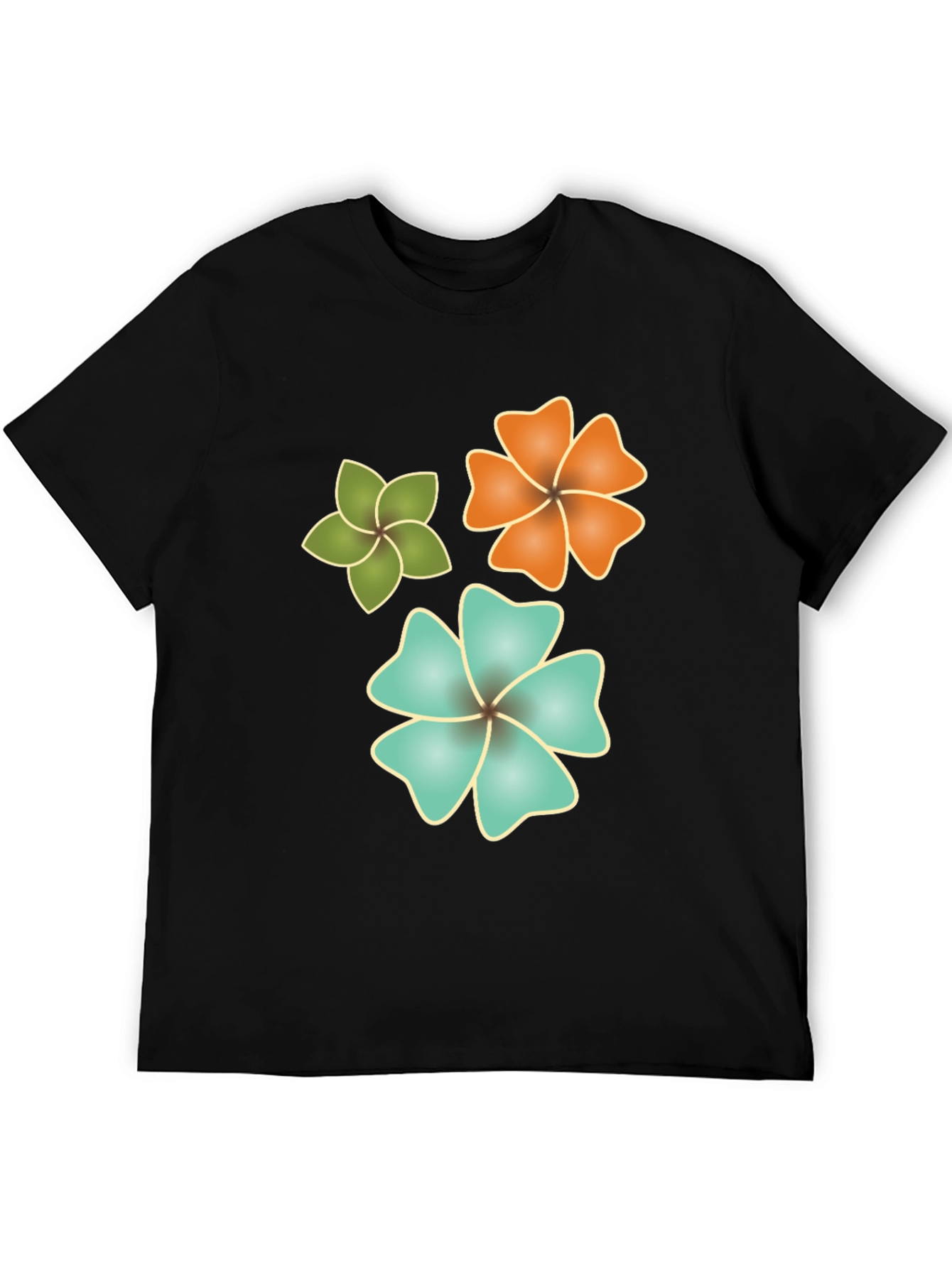 Tropical Flower Print Black T-Shirt