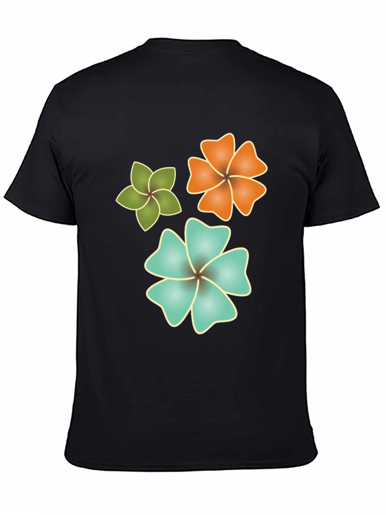 Tropical Flower Print Black T-Shirt