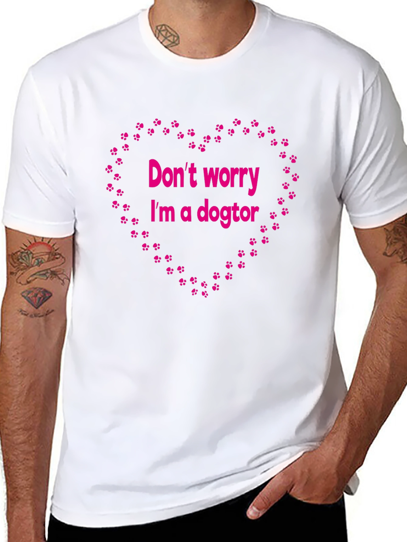 Dogtor T-Shirt - Funny Paw Print Heart Design