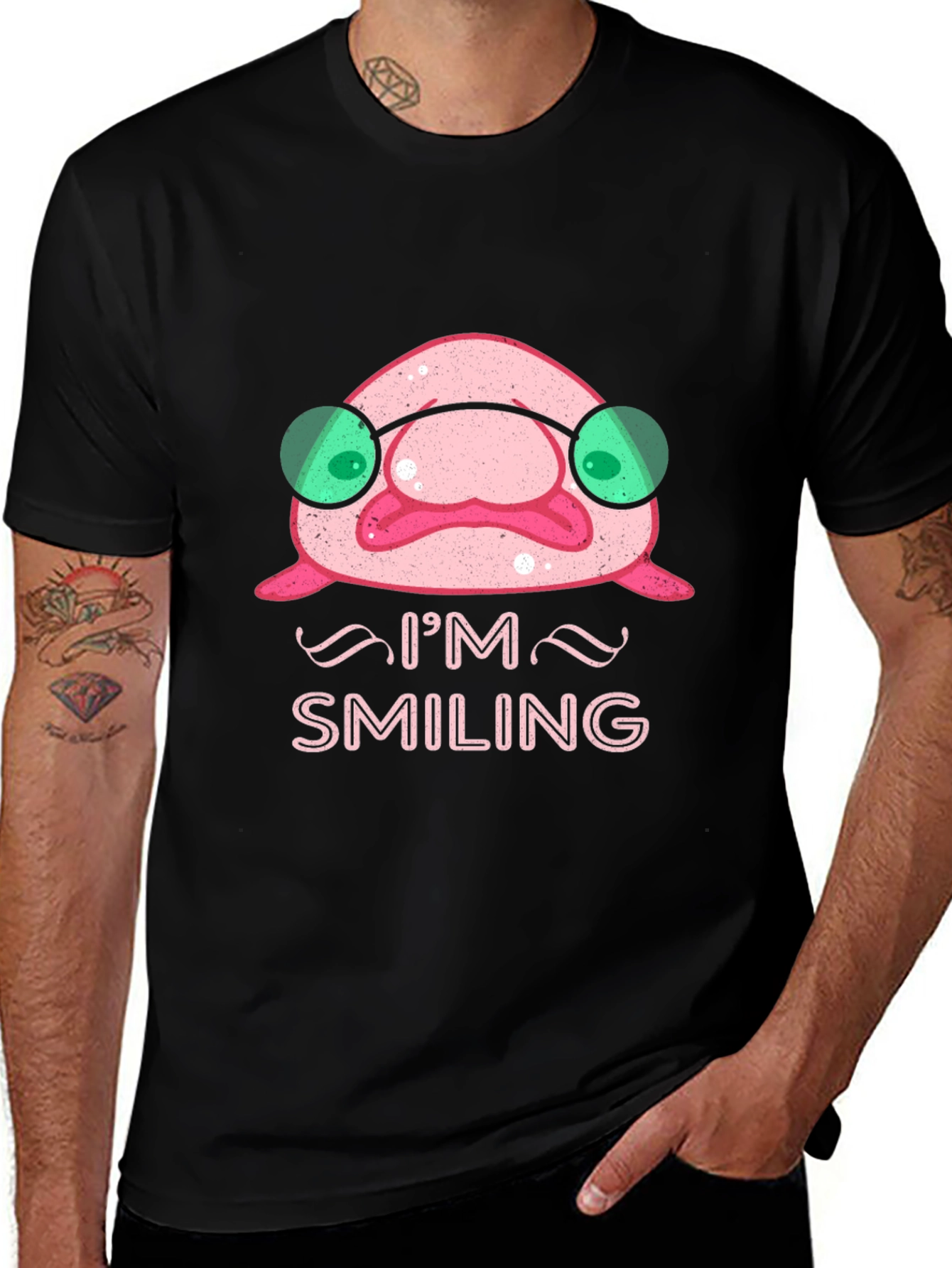 Smiling Blobfish Graphic Tee - Funny Ocean Creature Shirt