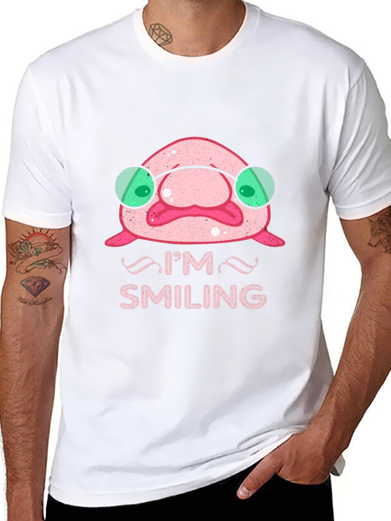 Smiling Blobfish Graphic Tee - Funny Ocean Creature Shirt