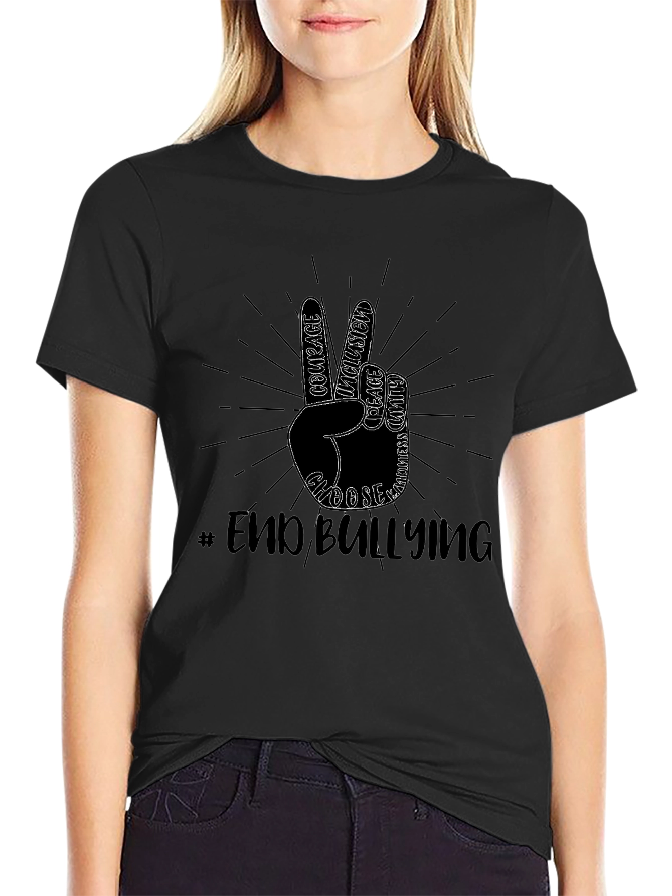 End Bullying T-Shirt Peace Sign Kindness Tee