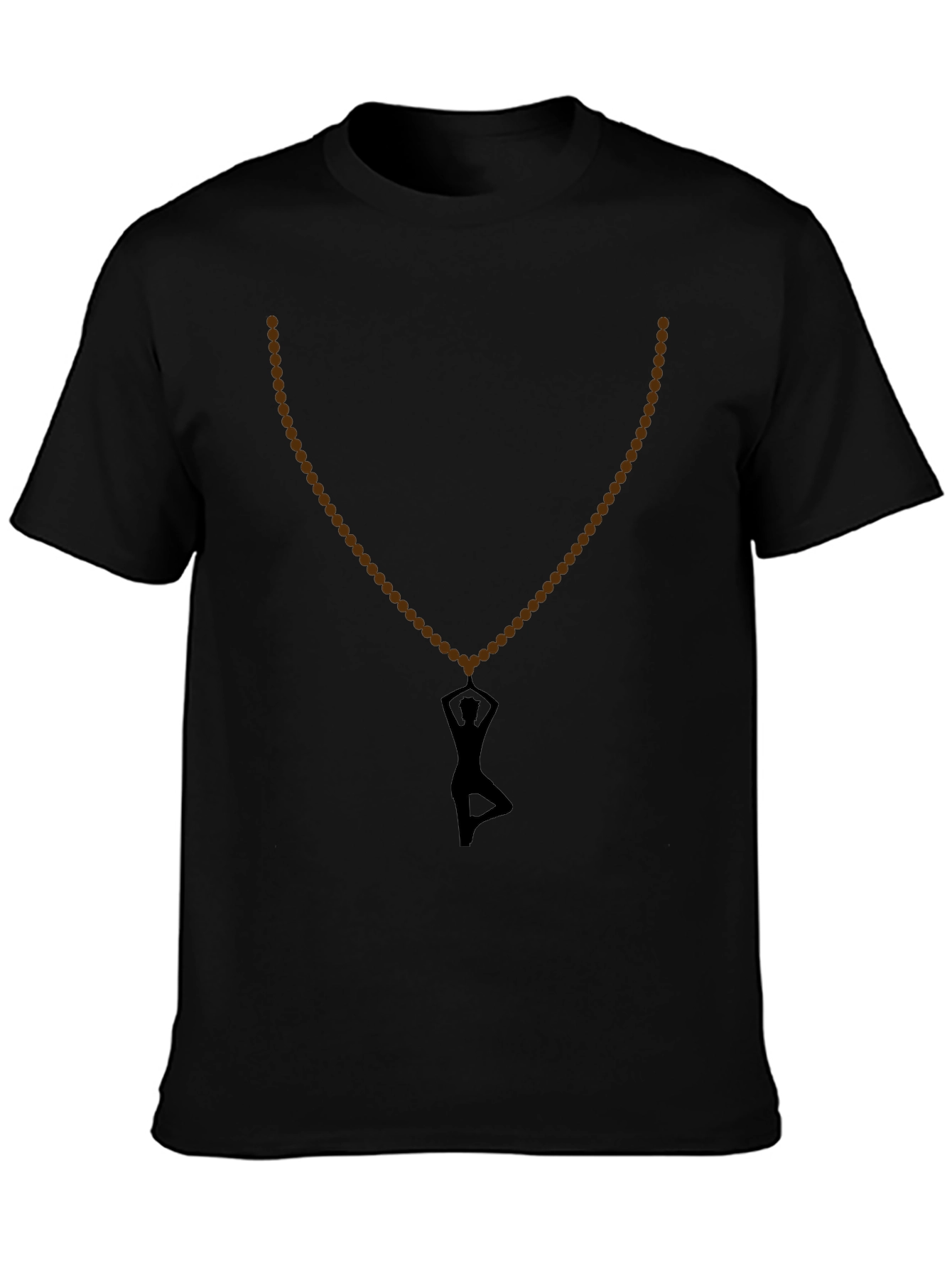 Yoga Silhouette Necklace T-Shirt - Black