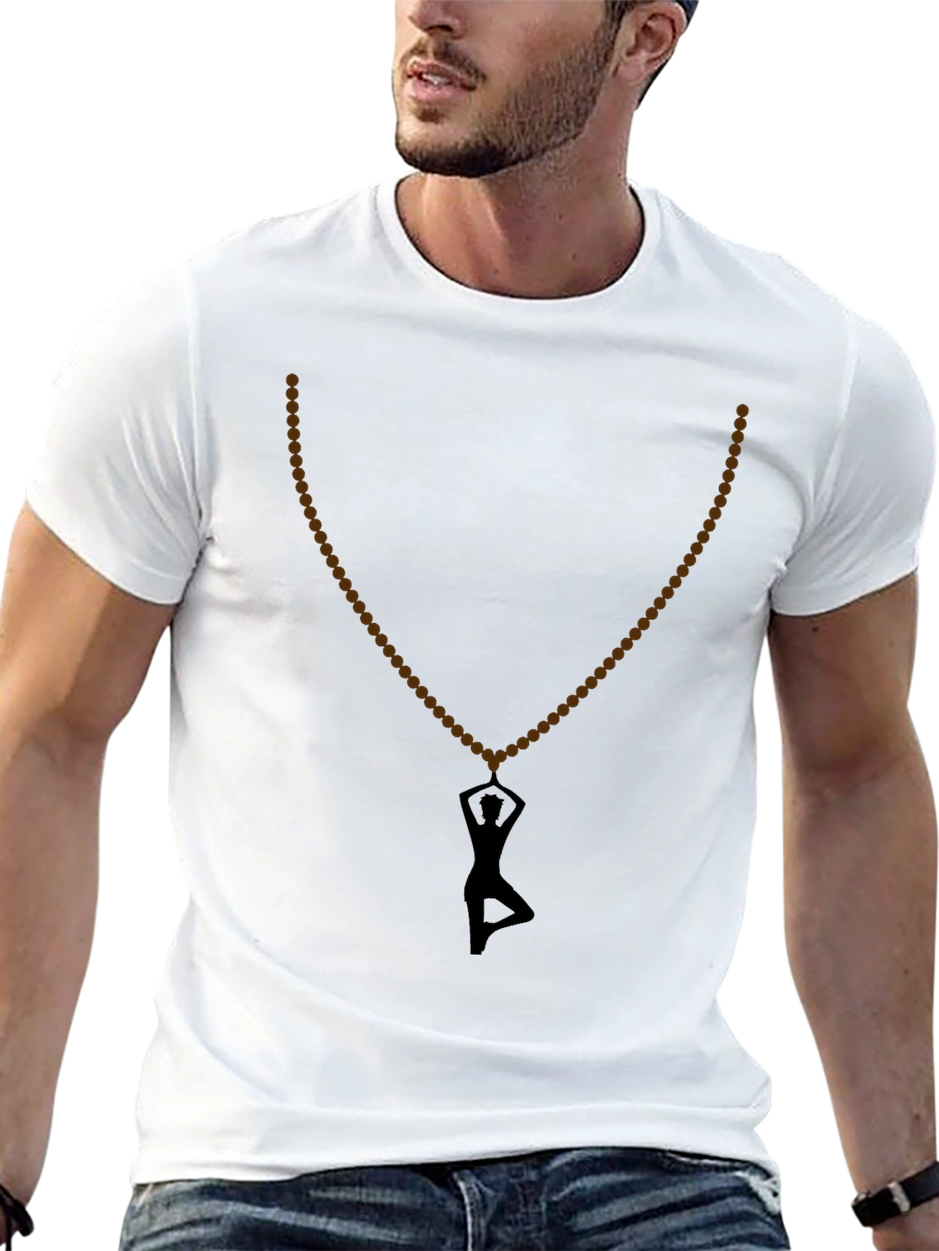 Yoga Silhouette Necklace T-Shirt - Black