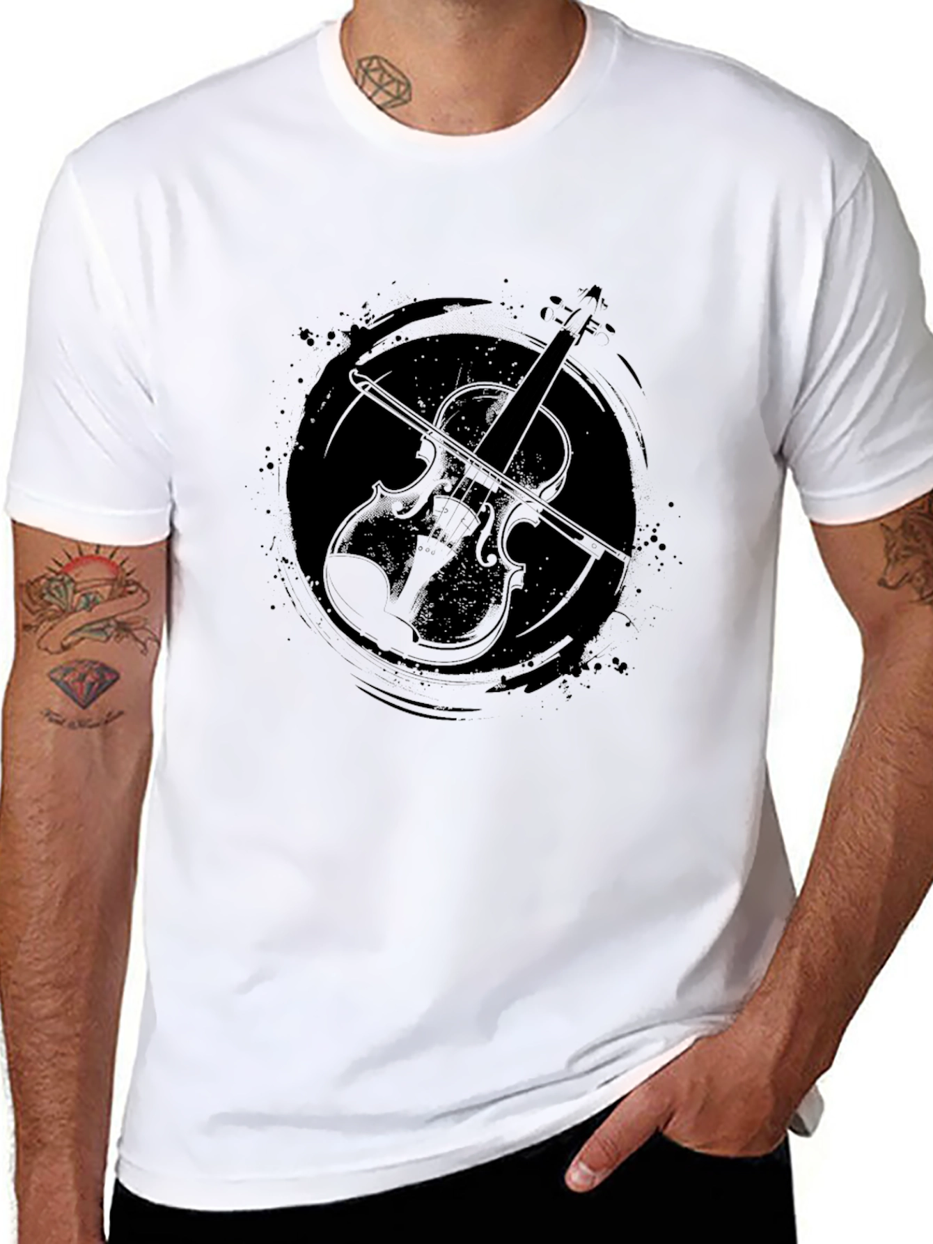 Violin Graphic Tee - Stylish Musician T-Shirt