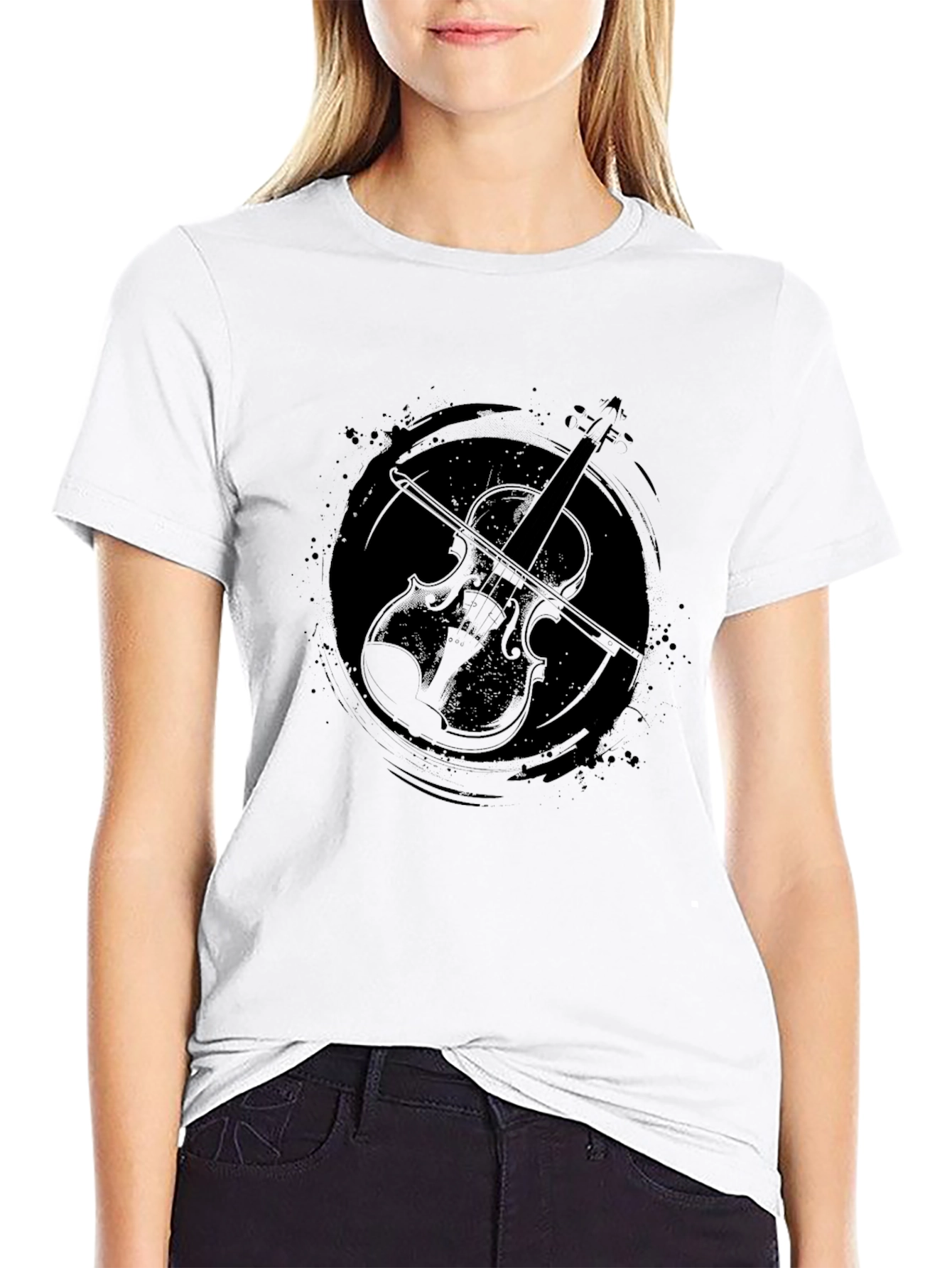 Violin Graphic Tee - Stylish Musician T-Shirt