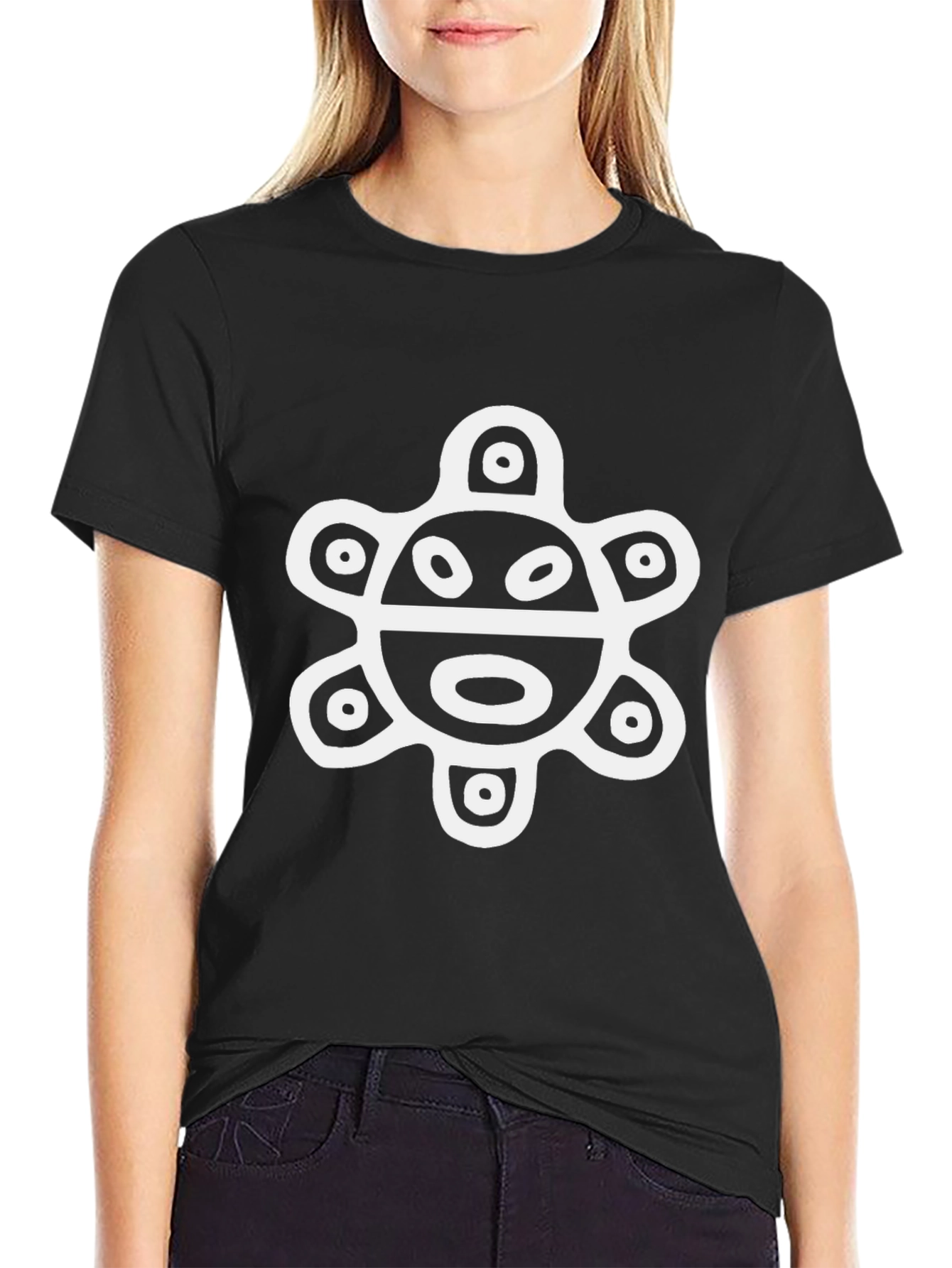 Black T-Shirt with Ancient Turtle Design