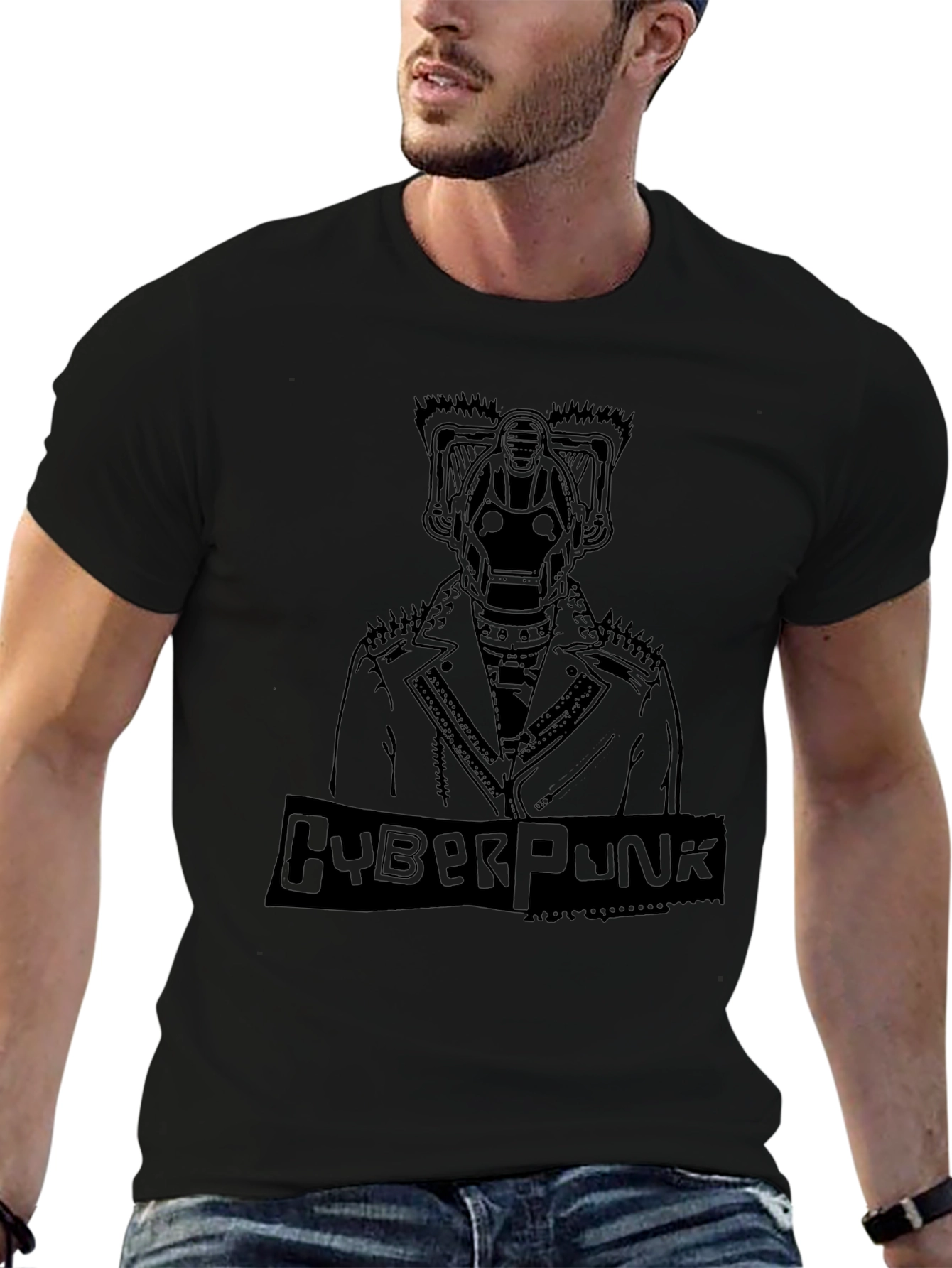 Cyberpunk Robot Graphic Tee - Edgy Design