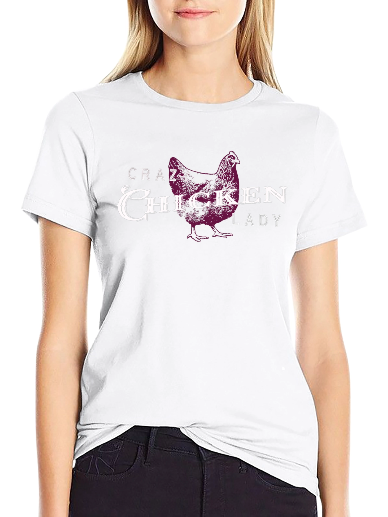Crazy Chicken Lady Graphic T-Shirt - Black