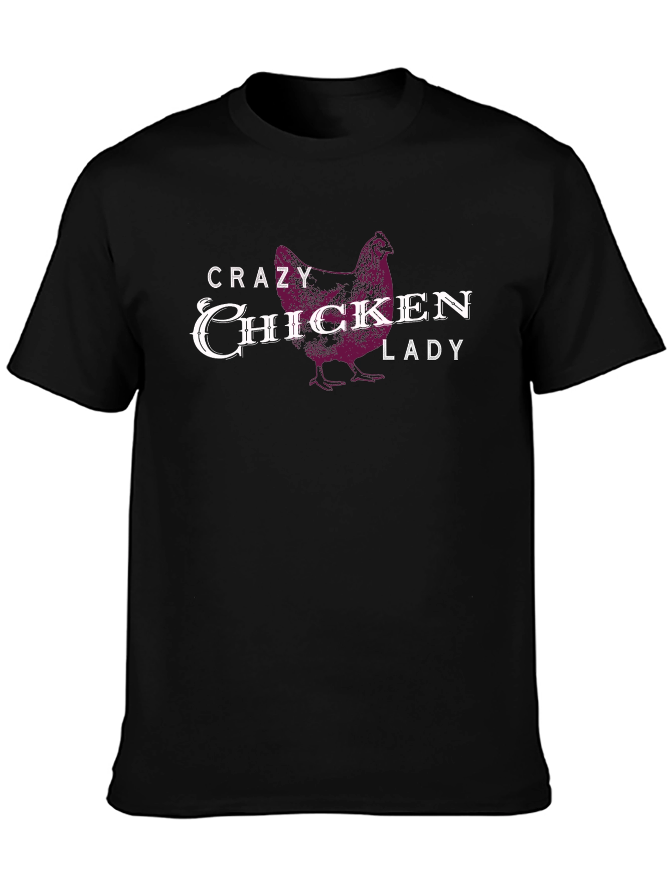 Crazy Chicken Lady Graphic T-Shirt - Black