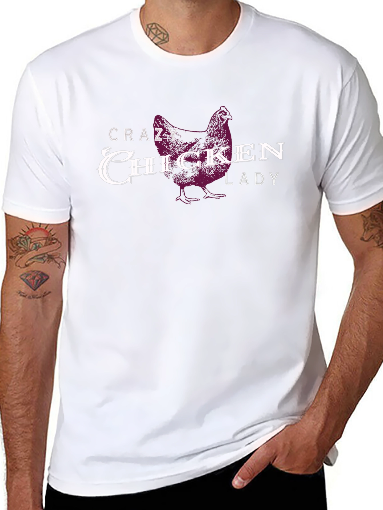 Crazy Chicken Lady Graphic T-Shirt - Black