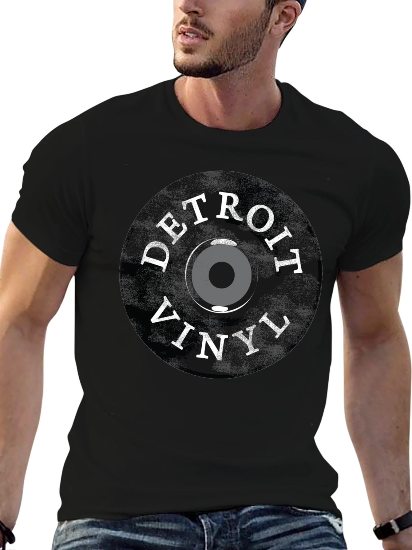 Detroit Vinyl Record T-Shirt - Black