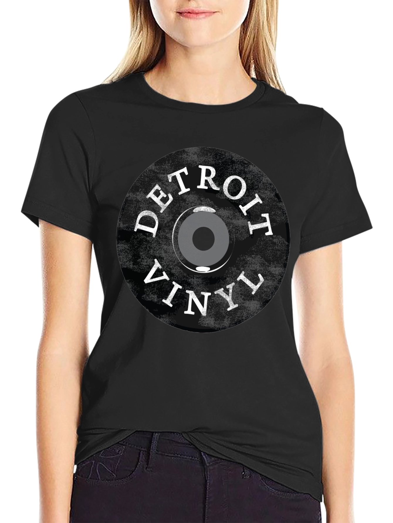 Detroit Vinyl Record T-Shirt - Black