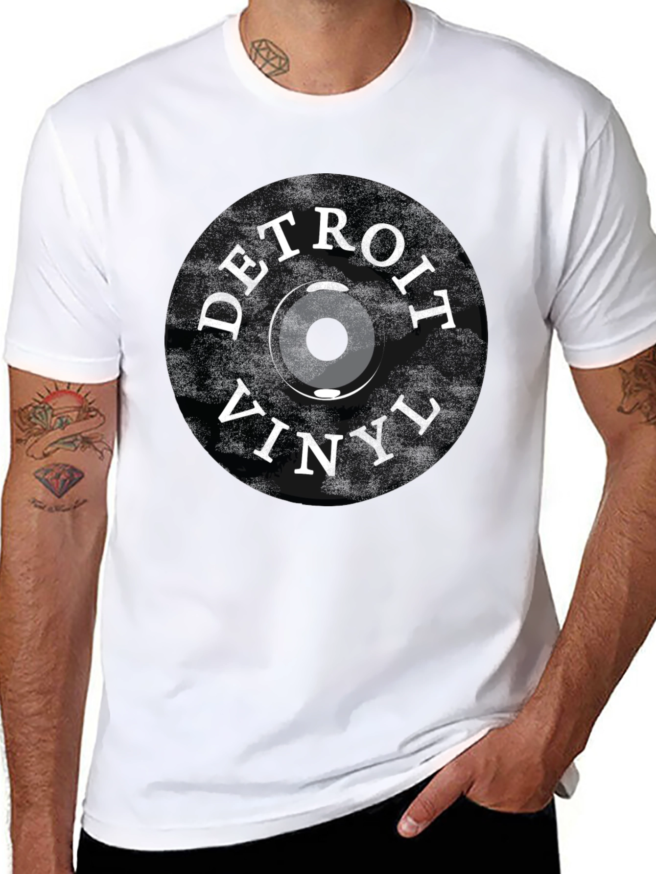Detroit Vinyl Record T-Shirt - Black